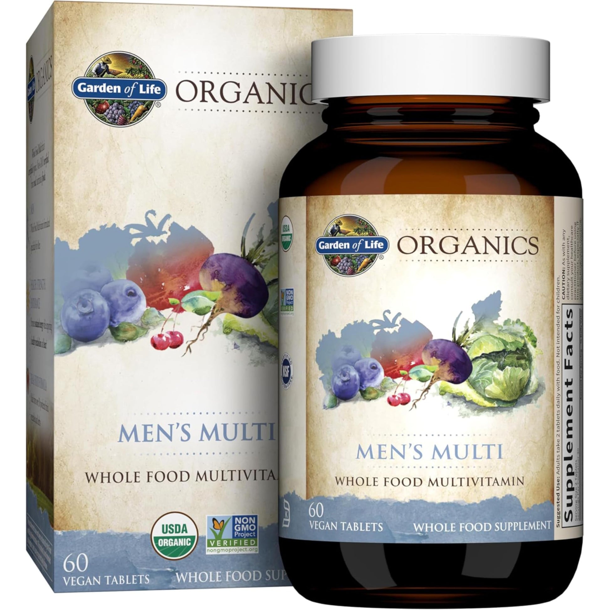 Garden of Life Organics Whole Food Multivitamin for Men, 60 Tablets, Vegan Mens Vitamins and Minerals for Health and Well-Being Garden of Life uk supplements