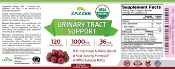 Zazzee USDA Organic Cranberry PACs and D-Mannose, 1000 mg D-Mannose, 36 mg Cranberry PACs, 120 Vegan Capsules, 2 Month Supply, Potent & Fast-Acting, All-Natural Urinary Tract Health Support, Non-GMO Zazzee uk supplements