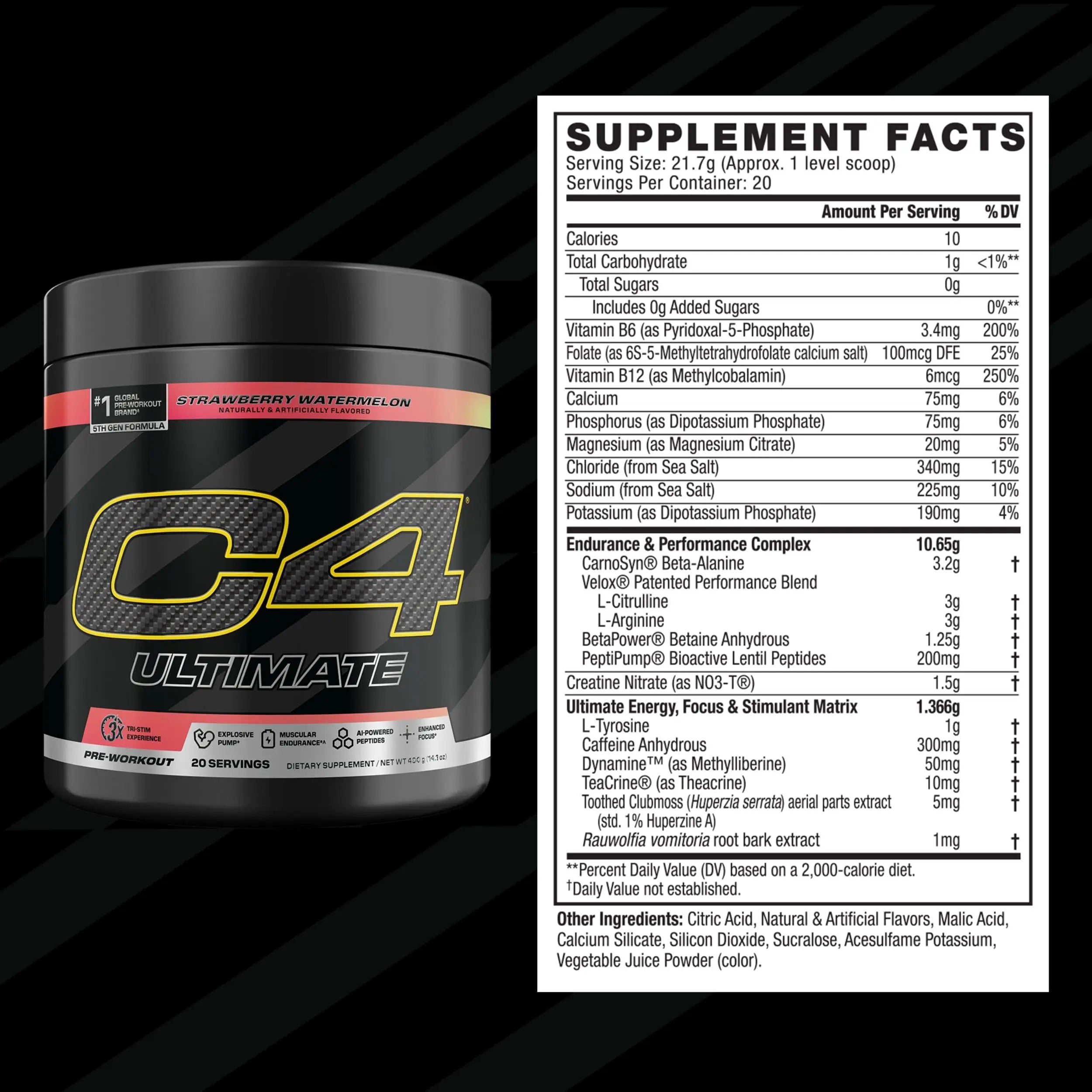 C4 Ultimate Pre Workout Powder Watermelon - Sugar Free Preworkout Energy Supplement for Men & Women - 300mg Caffeine + 3.2g Beta Alanine C4 uk supplements