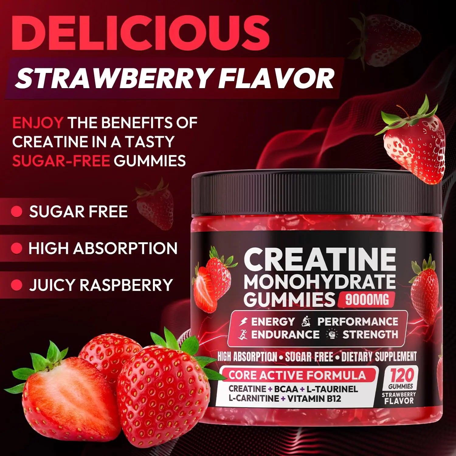 Creatine Gummies Monohydrate Complex 9000MG, Chewable Creatine Monohydrate Gummies for Men & Women with L-Taurine, BCAA 2:1, B12/6, Building Muscle Cytona uk supplements