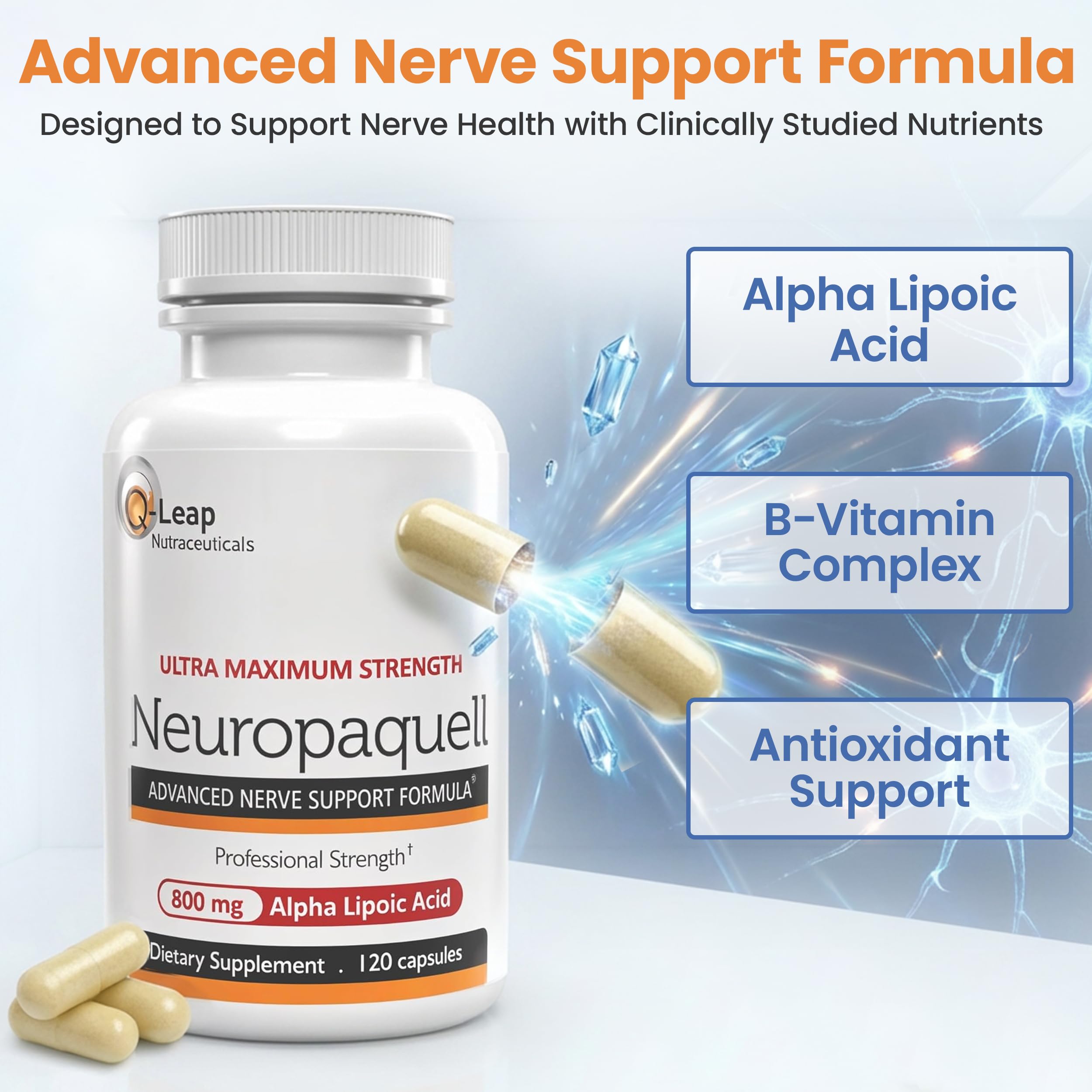 Platinum Health Alpha Lipoic Acid for Neuropathy Nerve Pain Support, Supplement, B Vitamins, L Arginine, All Natural Maximum Strength Neuropaquell for Discomfort in Feet, Hand, Toes,120 Capsules,800mg Platinum Health uk supplements