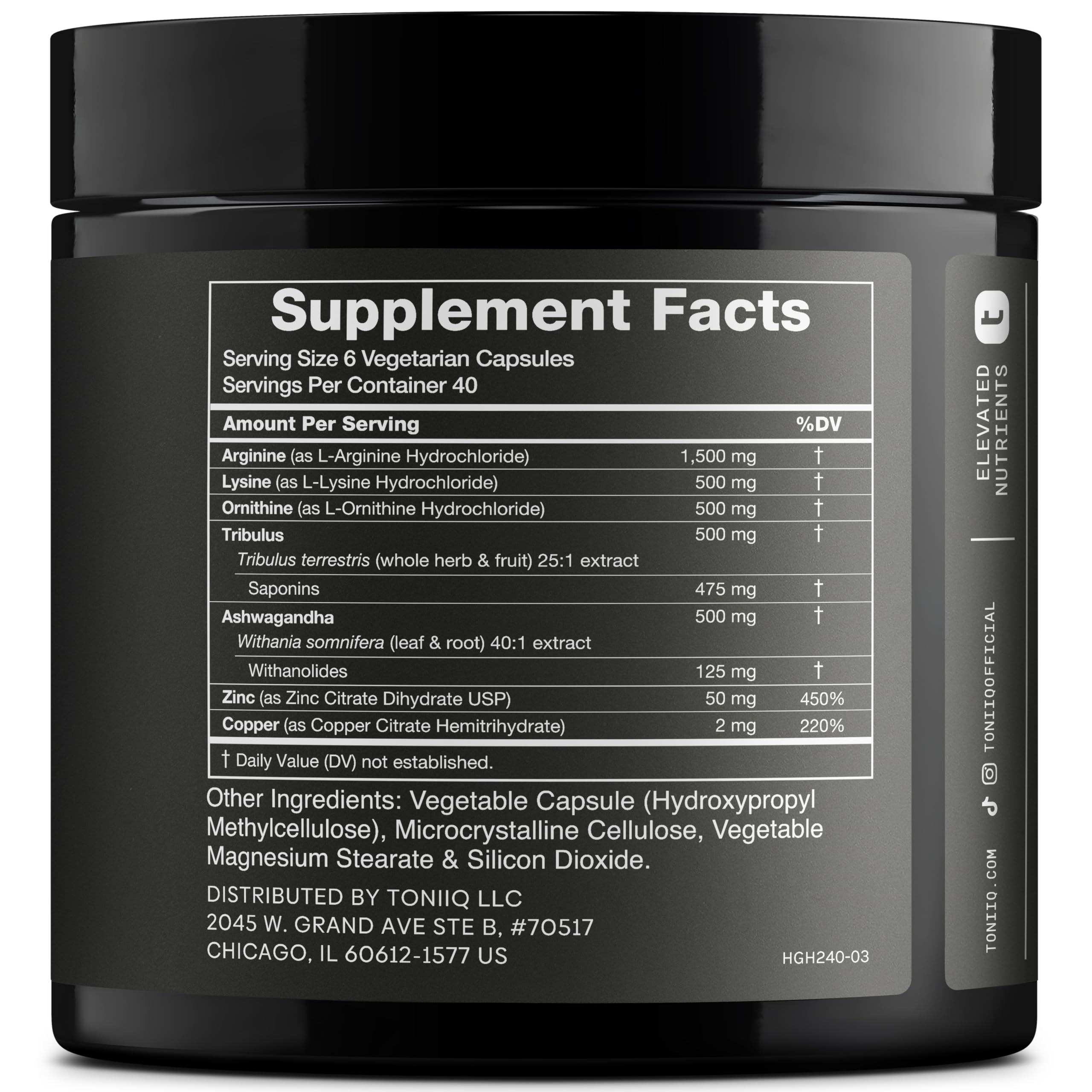 HGH Supplements for Men & Women (240 Count) 3,550mg+ Support Muscle Growth & Healthy Levels of Human Growth Hormone for Men, with High-Purity Arginine, Ornithine, Lysine, Tribulus, and Ashwagandha TQ Toniiq uk supplements