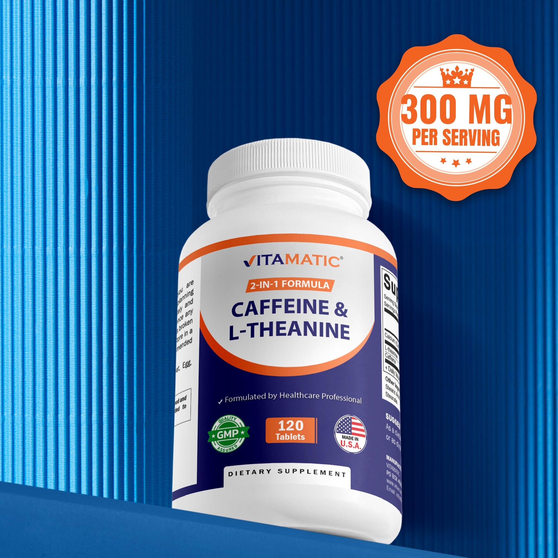 Vitamatic L-Theanine 200mg with Caffeine 100mg – 120 Vegetarian Tablets Nootropic Supplement for Focused Energy & Mental Clarity Vitamatic uk supplements