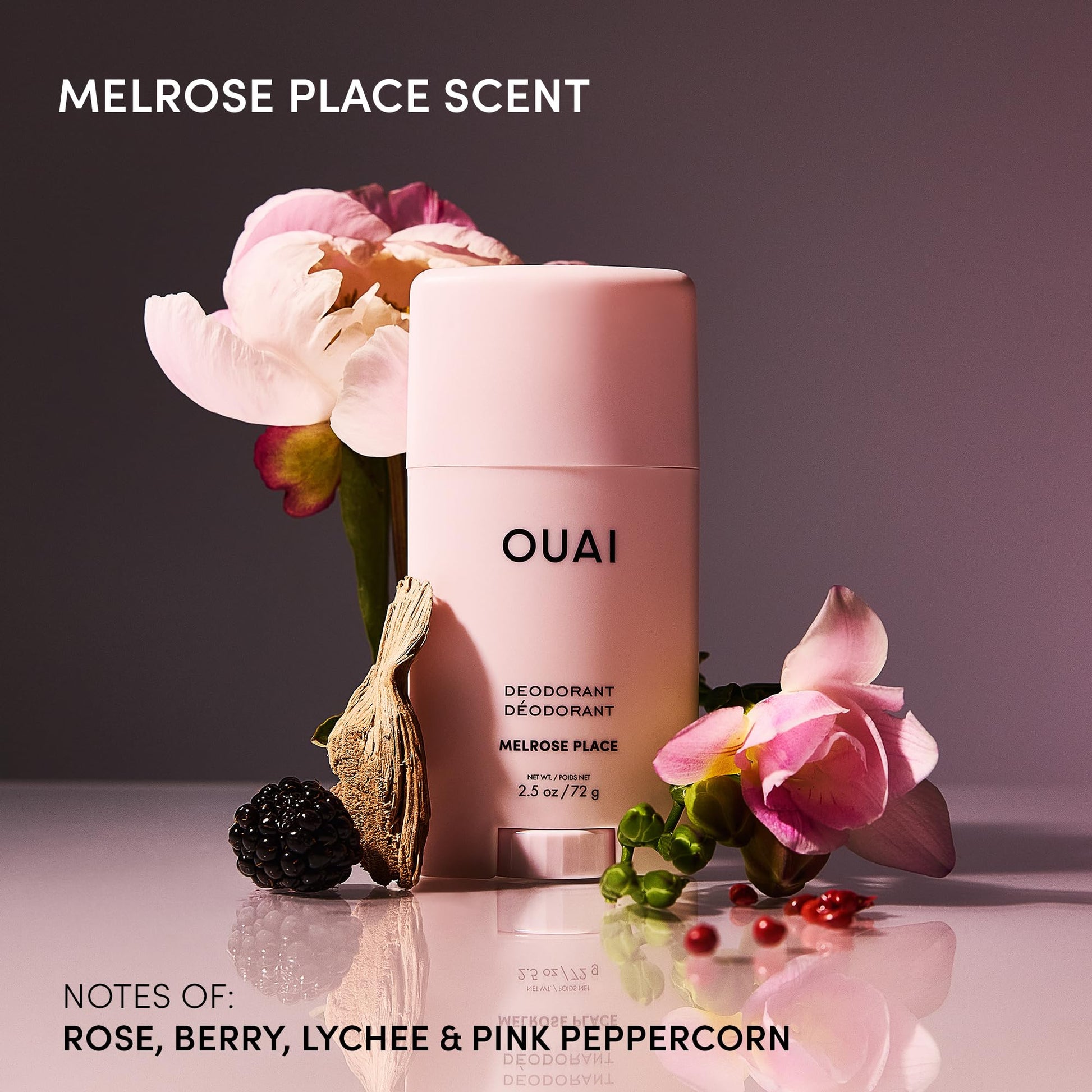 OUAI Aluminum Free Deodorant - Women's Deodorant with 24-Hour Odor Control & Invisible Application - Enriched with Notes of Rose, Berry, Lychee & Pink Peppercorn - Melrose Place (2.5 oz) OUAI uk supplements