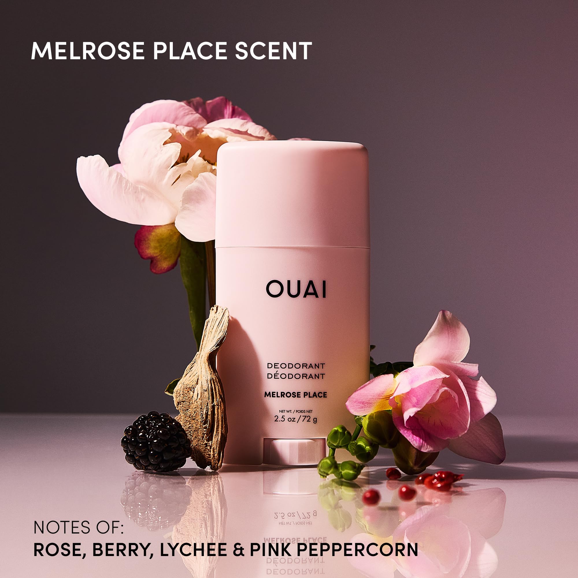 OUAI Aluminum Free Deodorant - Women's Deodorant with 24-Hour Odor Control & Invisible Application - Enriched with Notes of Rose, Berry, Lychee & Pink Peppercorn - Melrose Place (2.5 oz) OUAI uk supplements
