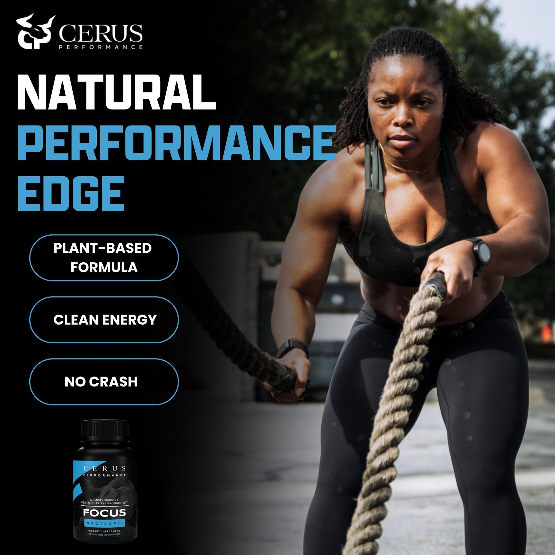 Cerus Performance Focus Nootropic Supplement - Enhances Mental Clarity, Boosts Memory & Cognitive Function, Improves Alertness - Ideal for Athletes & Fitness Enthusiasts - 60 Capsules Cerus uk supplements