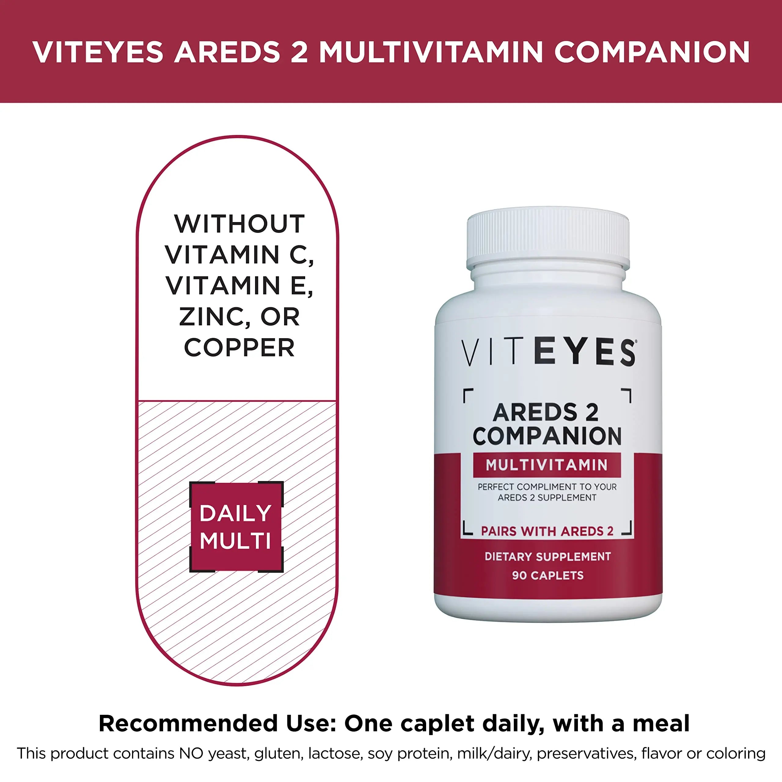 Viteyes AREDS 2 Capsules and Viteyes Multivitamin AREDS 2 Companion, Single Daily Dose Eye Vitamins, 3 Month Supply Viteyes uk supplements