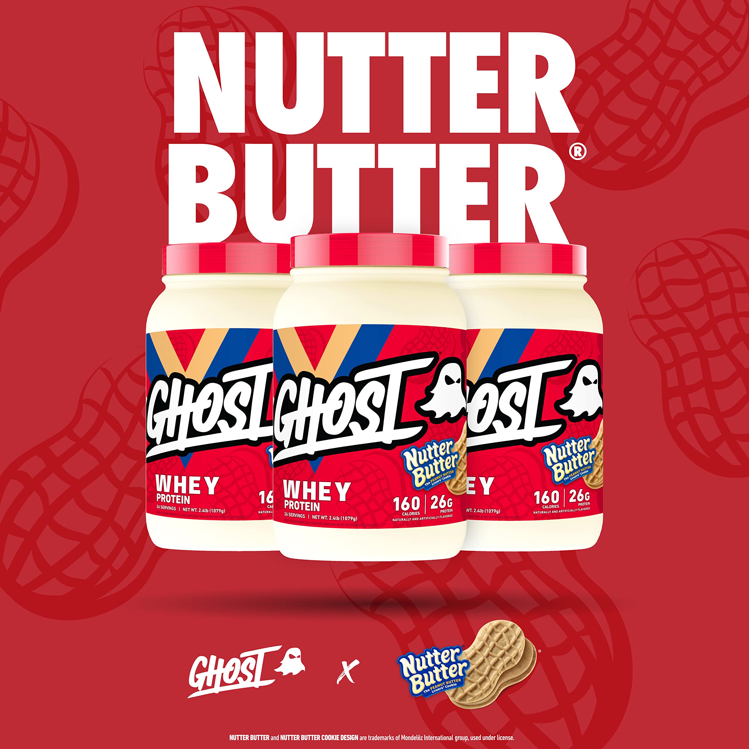 GHOST Whey Protein Powder, Nutter Butter - 2LB Tub, 26G of Protein - Peanut Butter GHOST uk supplements