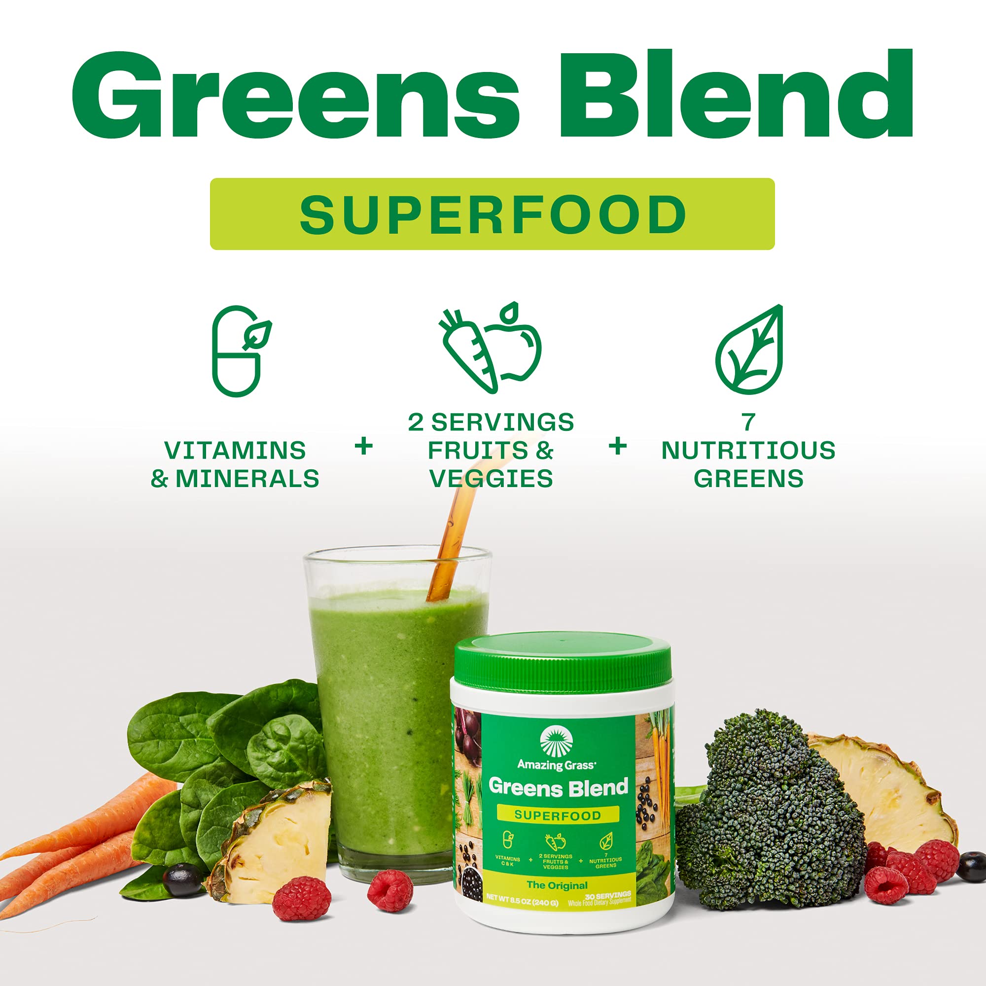 Amazing Grass Greens Blend Superfood: Super Greens Powder Smoothie Amazing Grass uk supplements