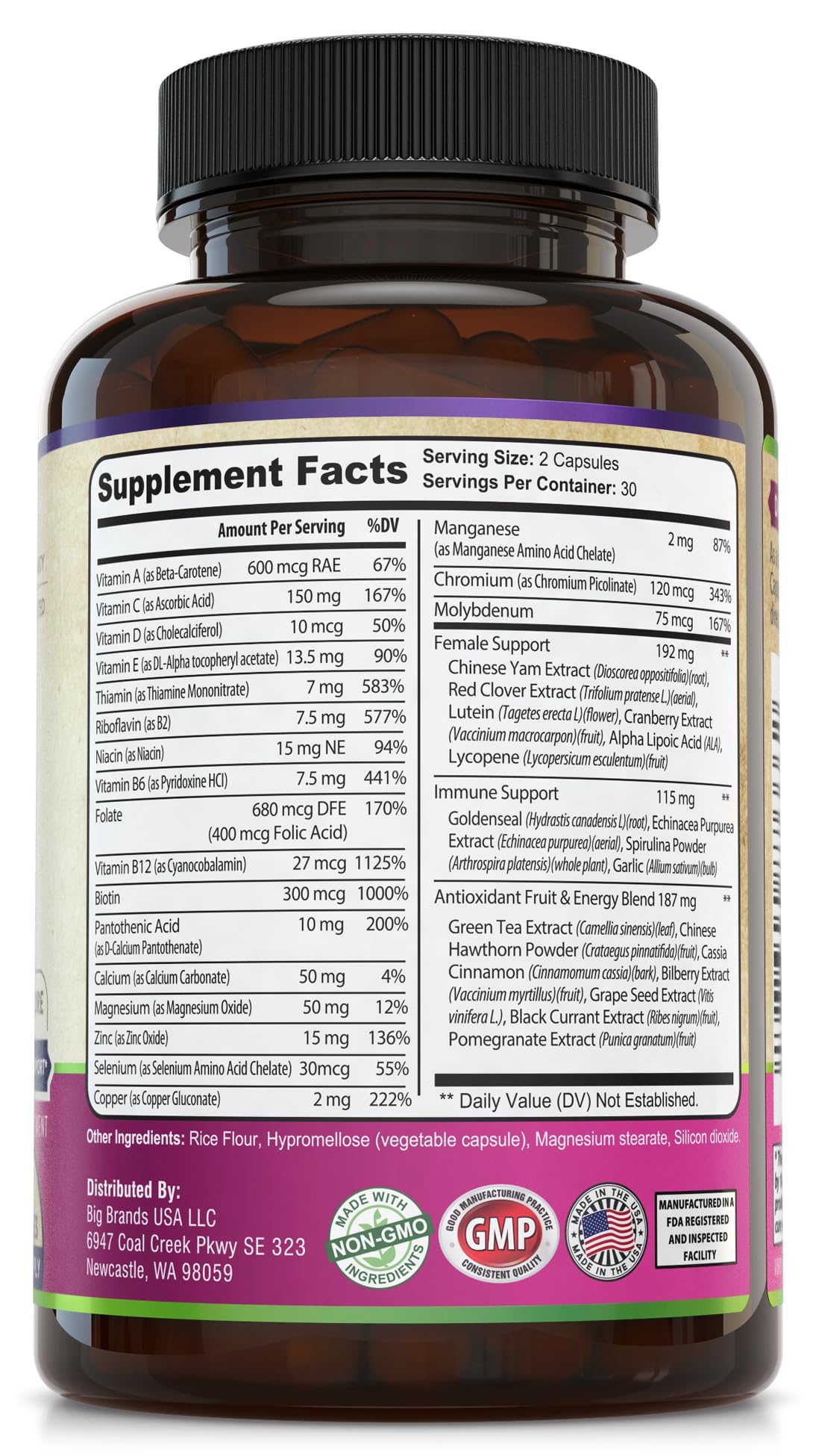 WHOLE WORLD WELLNESS Womens Daily Multivitamin Multimineral Supplement for Energy, Mood, Focus, Hair, Skin & Nails. Made for Women with 30+ Nutrients, Fruit & Energy Blend. Womens Vitamins, USA Made. WHOLE WORLD WELLNESS uk supplements