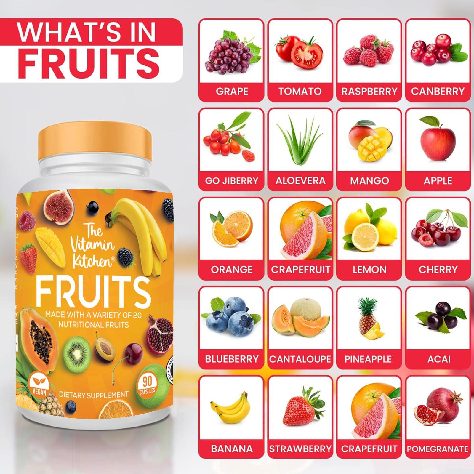 The Vitamin Kitchen Fruit and Veggie Supplements-90 Fruits, 90 Veggies Capsules The Vitamin Kitchen uk supplements