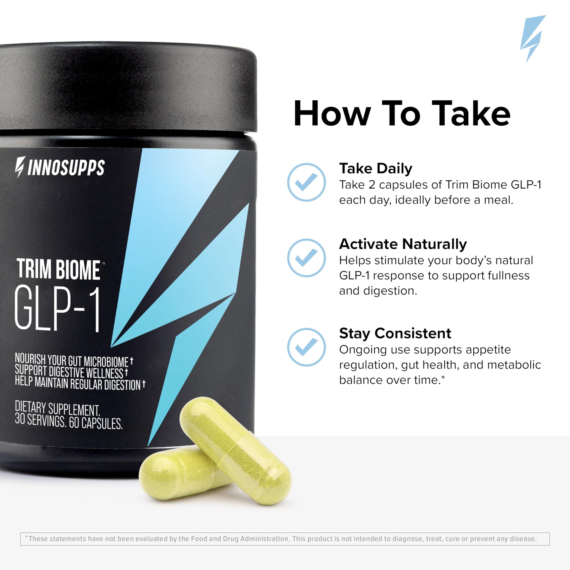 InnoSupps Trim Biome GLP-1 - Gut Health + Metabolic Support* - Prebiotic + Probiotic + Postbiotic - Akkermansia + Berberine - 60 Capsules. 30 Servings InnoSupps uk supplements