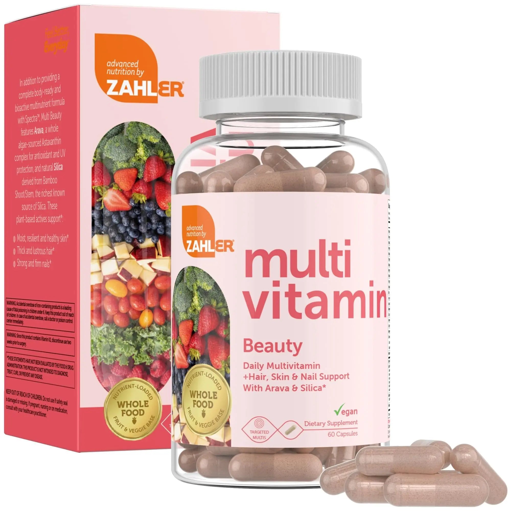 Zahler Multivitamin Beauty + Skin Hair and Nails Support, Multivitamin for Women and Men with Iron, Certified Kosher, 60 Capsules Zahler uk supplements