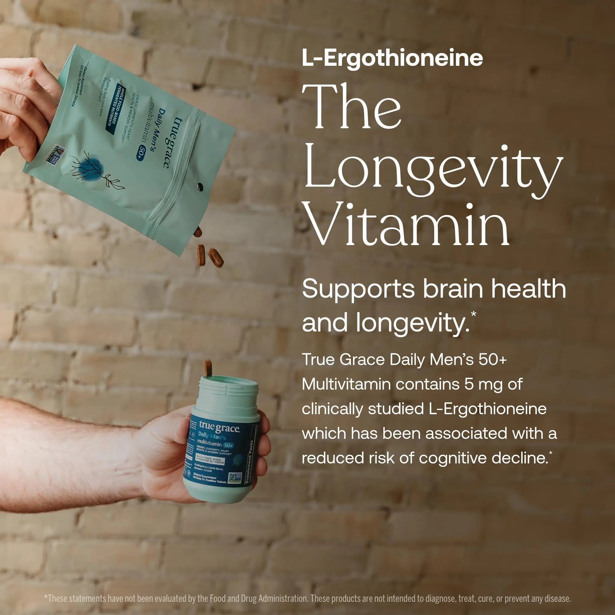 True Grace Daily Men’s Multivitamin 50+ - 60 Easy-to-Swallow Tablets - Immune, Energy, Longevity & Memory Support True Grace uk supplements