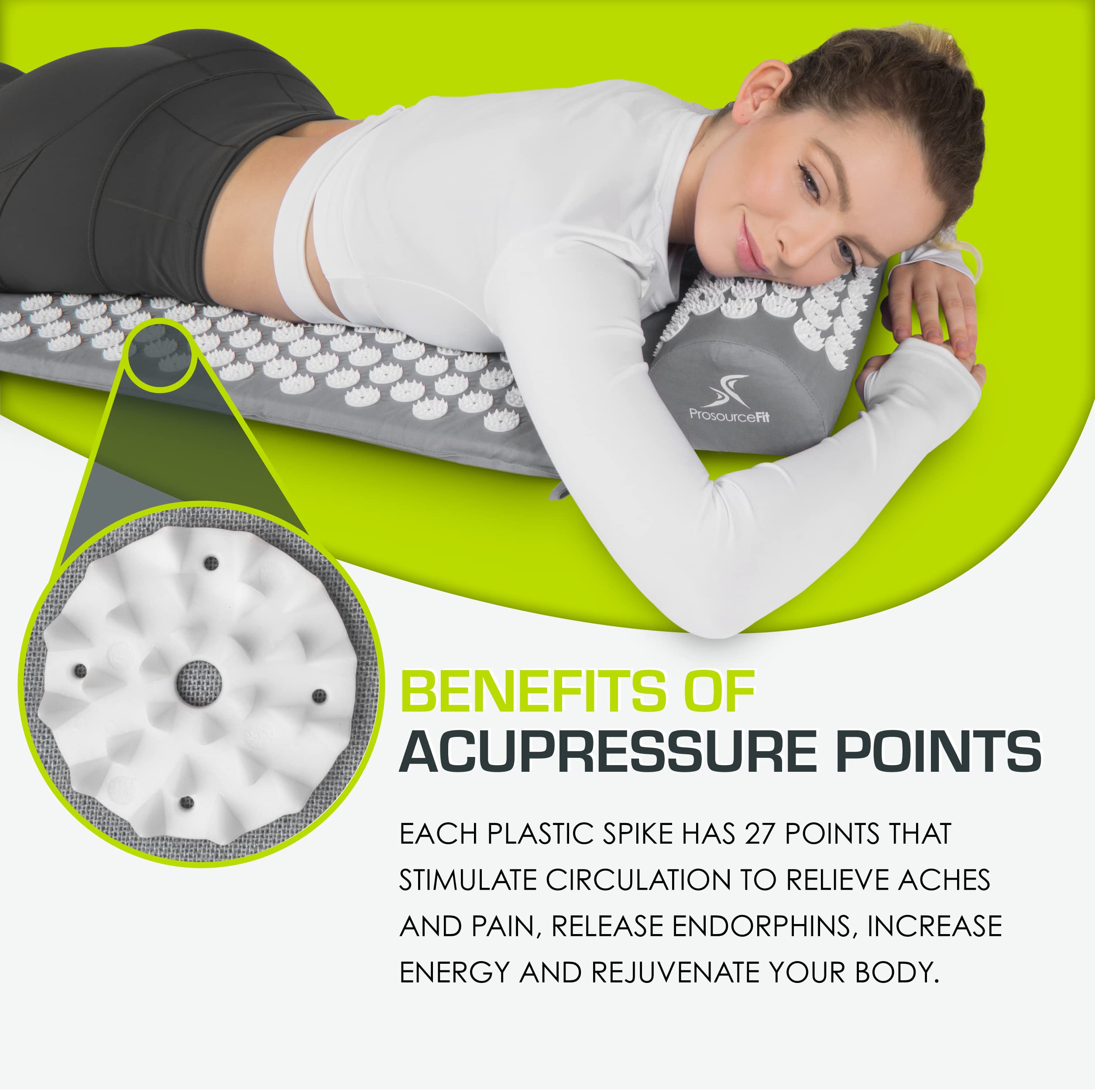 ProsourceFit Acupressure Mat and Pillow Set for Back/Neck Pain Relief and Muscle Relaxation ProsourceFit uk supplements