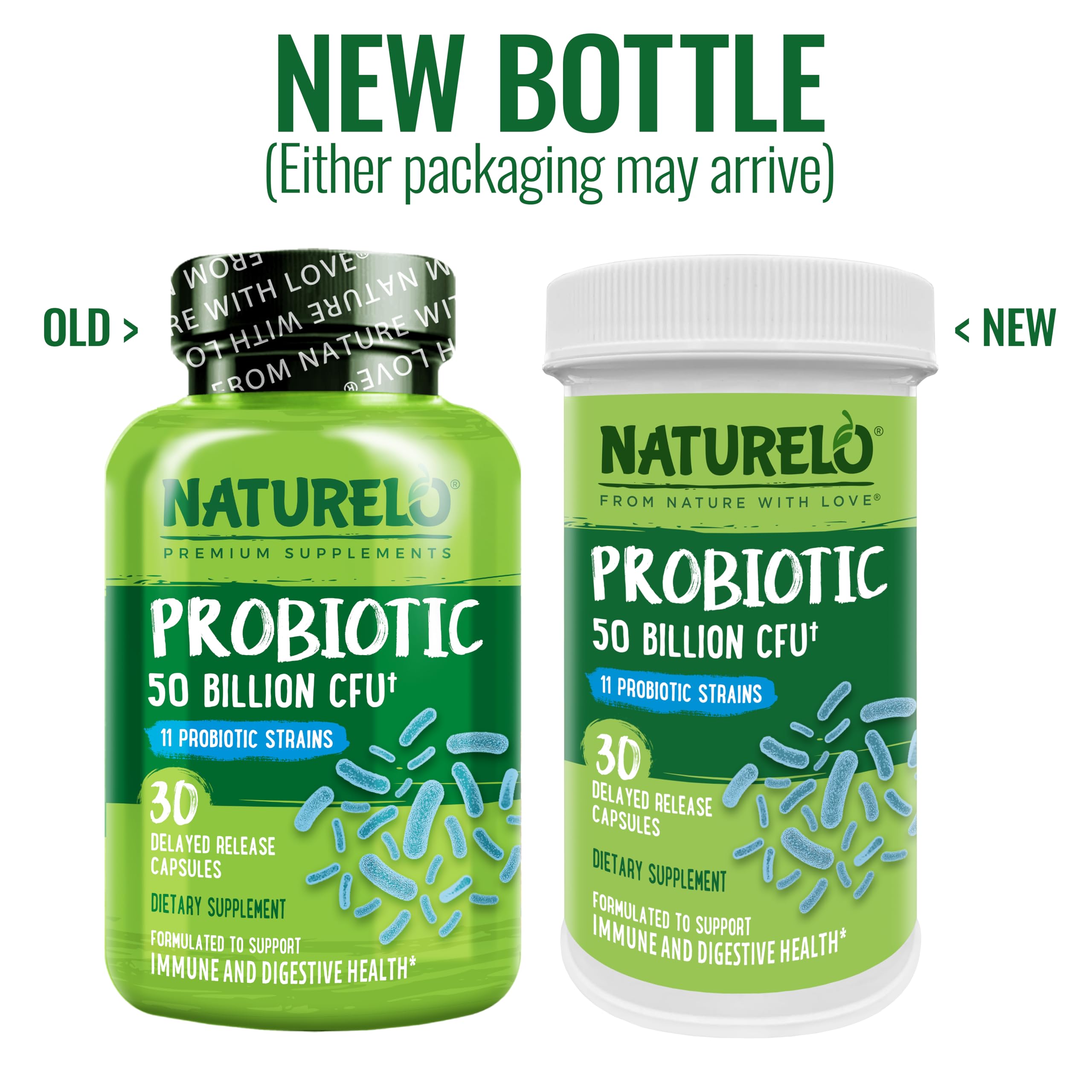 NATURELO Probiotic Supplement - 50 Billion CFU - 11 Strains - One Daily - Helps Support NATURELO uk supplements
