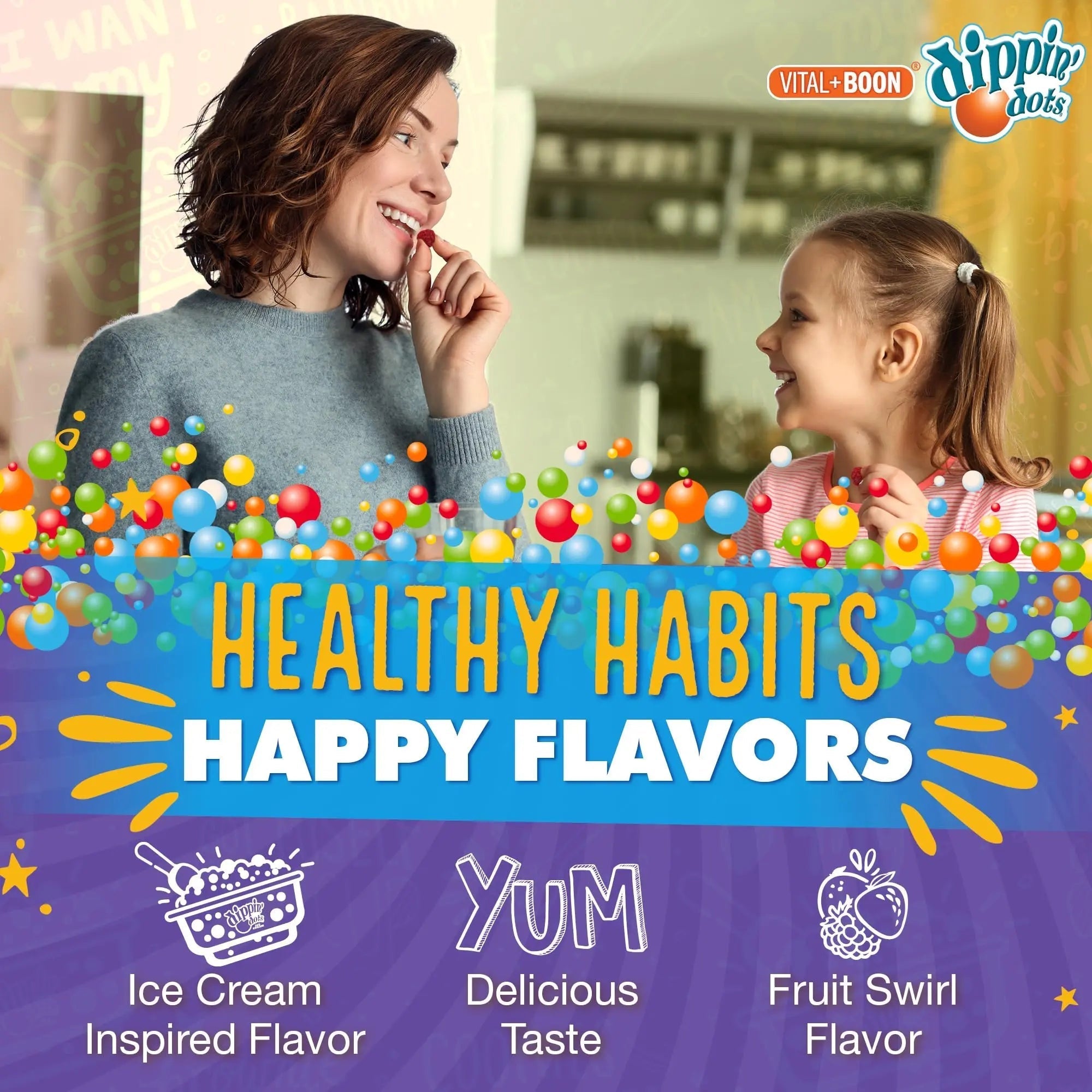 Vital+Boon Dippin' Dots - Multivitamin Gummies for Adults - Gummy Vitamins with Vitamin A, B6, C, D3, E & Folic Acid - Vegetarian Vital+Boon uk supplements