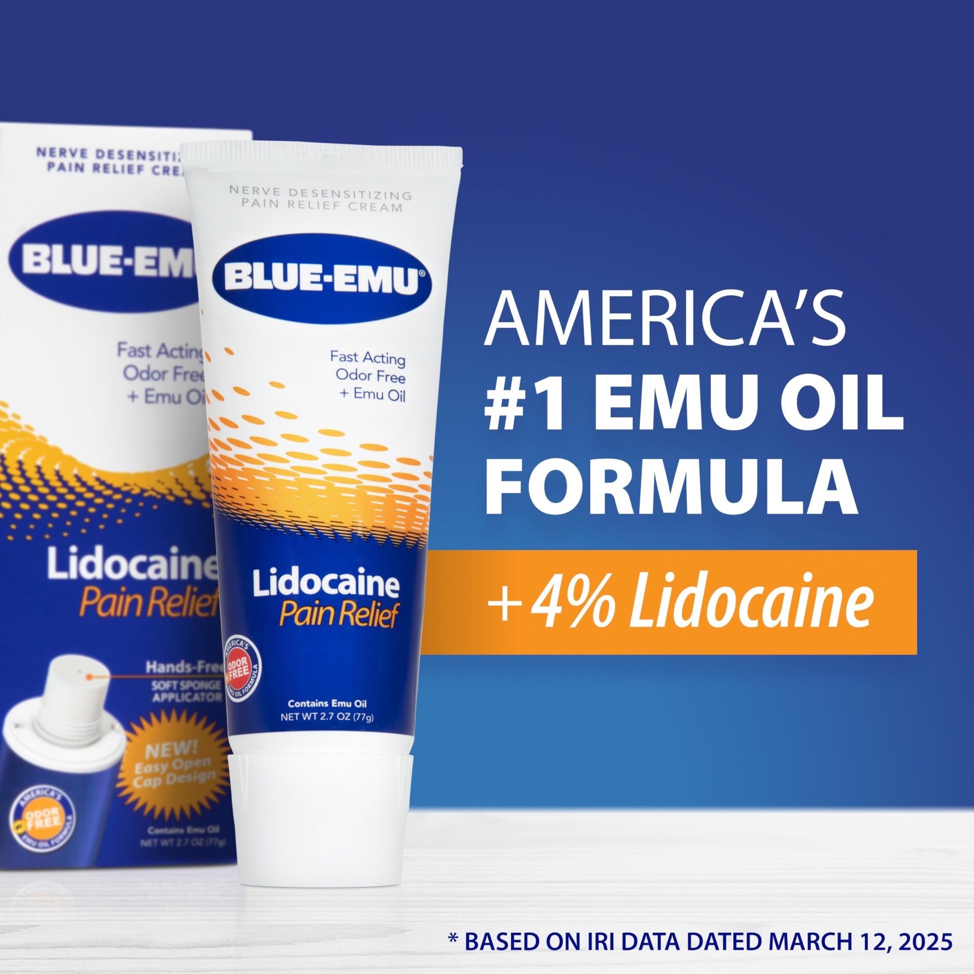 BLUE-EMU Lidocaine Pain Relief Cream for Fast, Numbing Relief, 2.7 Oz, 1 Pack BLUE-EMU uk supplements