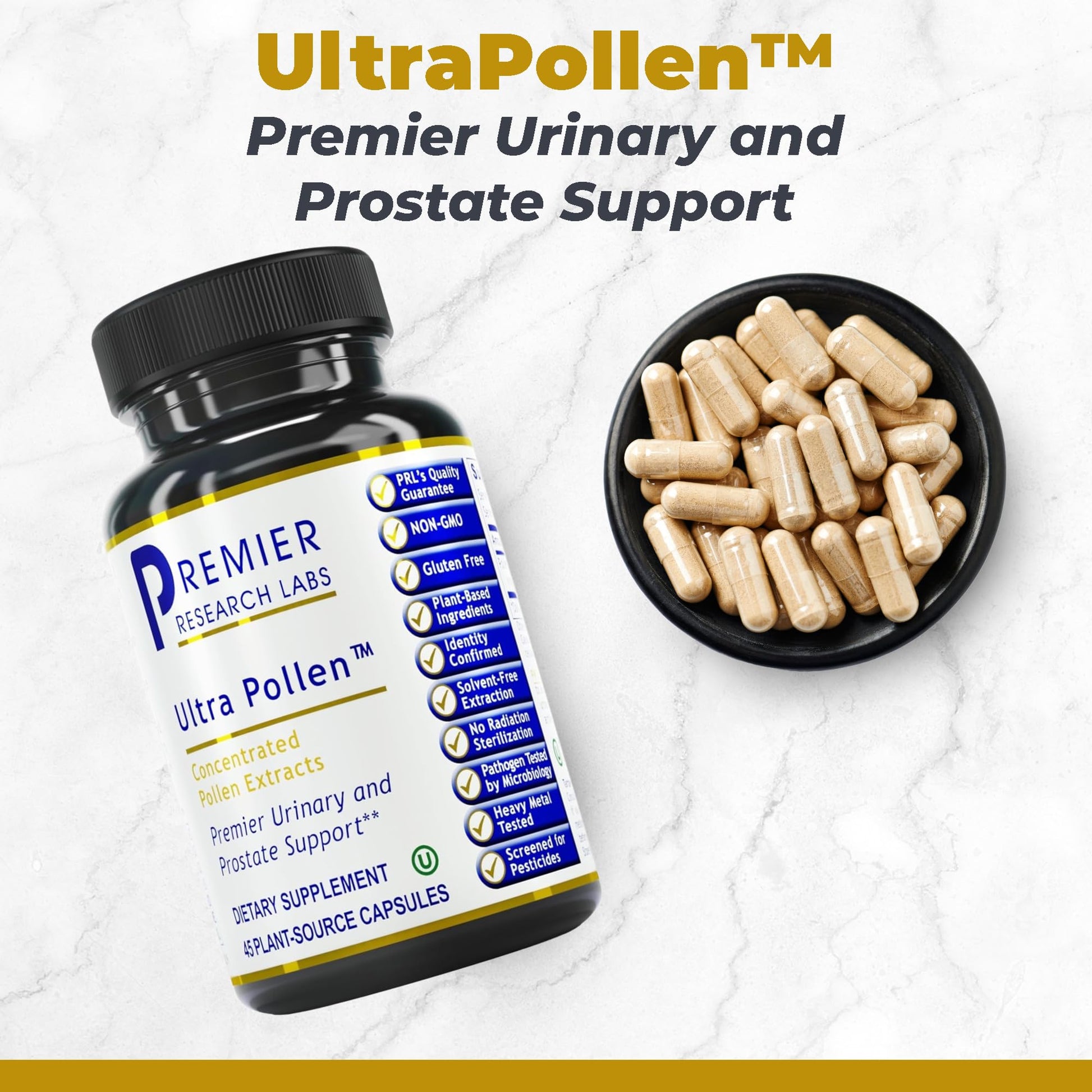 Premier Research Labs UltraPollen - Bee Pollen Supplement, Rye Pollen Extract, Prostate Health, Bee Pollen Extract from Rye Flower with Amino Acids, Supplement for Men & Women- 45 Vegetarian Capsules Premier Research Labs uk supplements