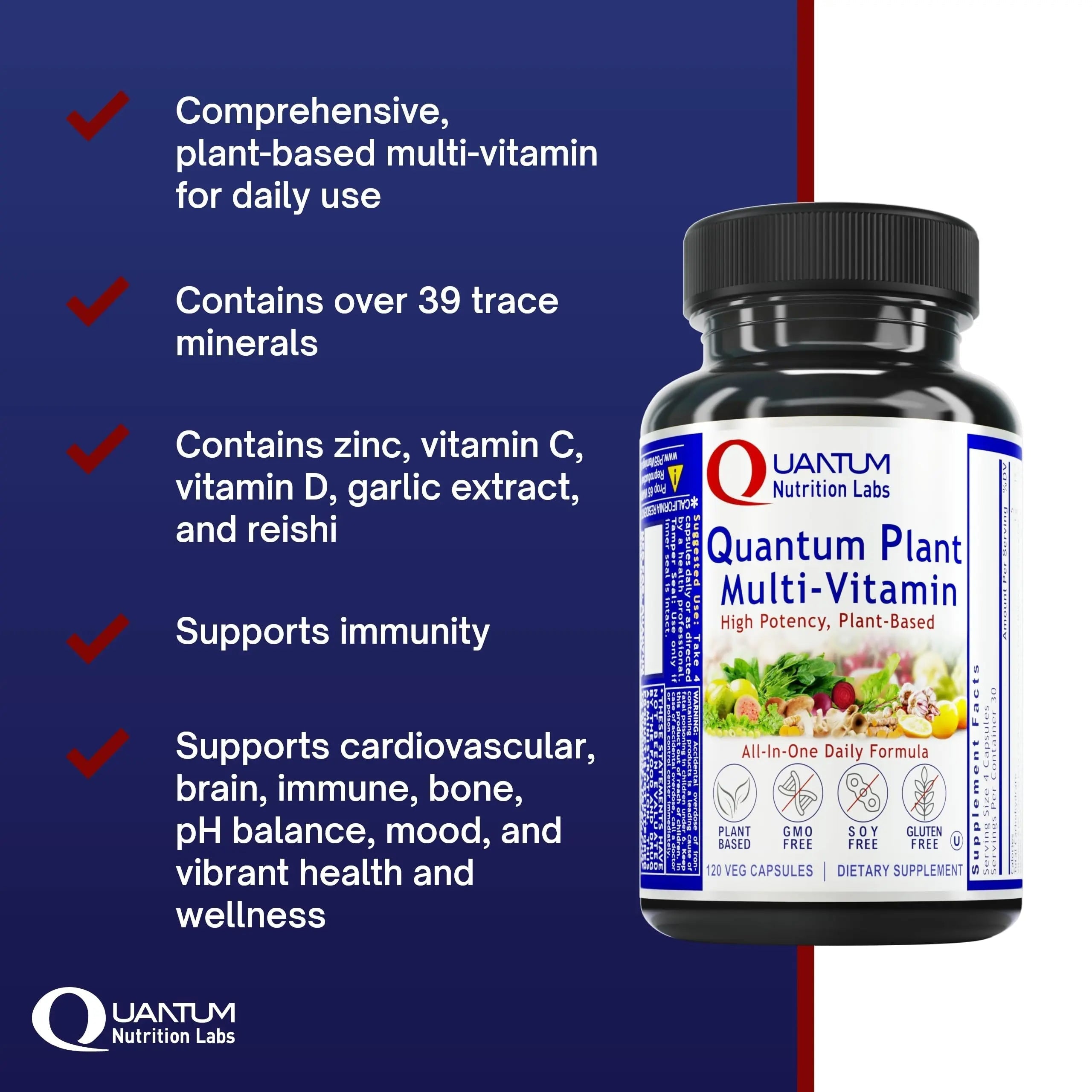 QNL Quantum Plant Multi-Vitamin - Complete Multivitamin - Immune Support for Adults - Natural Multivitamin for Men & Women Quantum Nutrition uk supplements