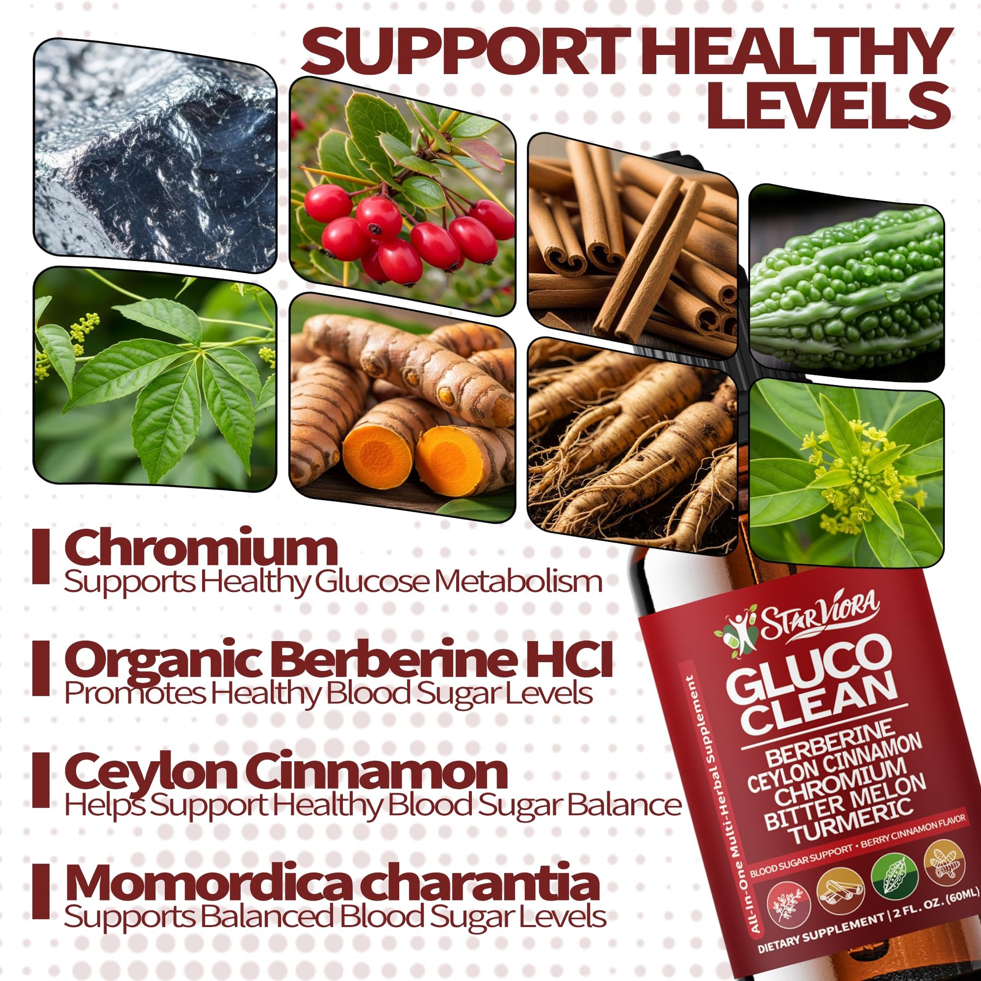 StarViora Gluco Clean Sugar-Free Herbal Blend with Berberine & Chromium, Bitter Melon, Ginseng and Alpha Lipoic Acid for Daily Wellness StarViora uk supplements