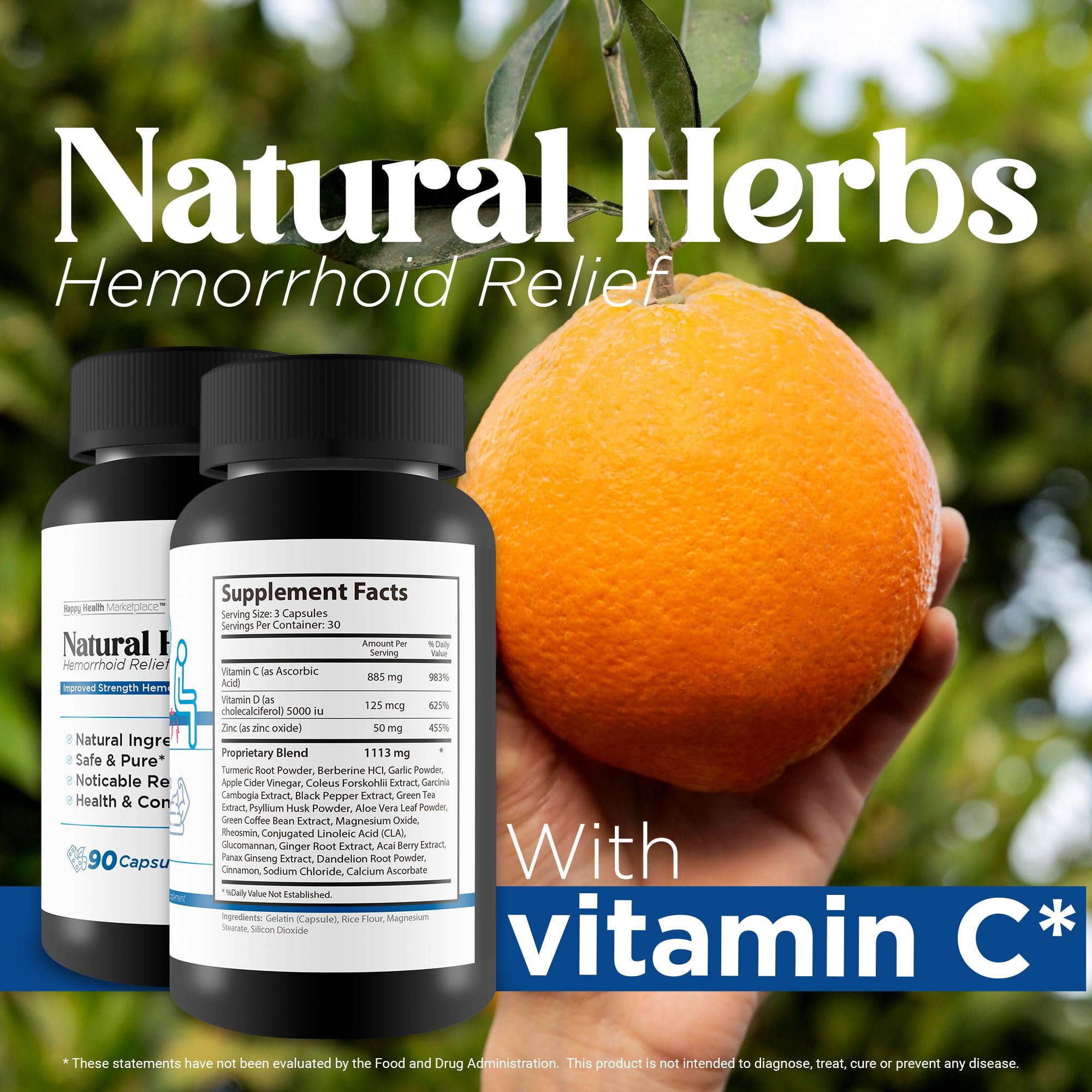 Natural Herbs Hemorrhoids Capsules - Our Best Hemorrhoid Relief Supplement - Premium Natural Herbs Strength Hemorrhoids Capsules - Hemorrhoids Natural Herbs Hemorrhoid Treatment Hemorrhoids Treatment Happy Health Marketplace uk supplements