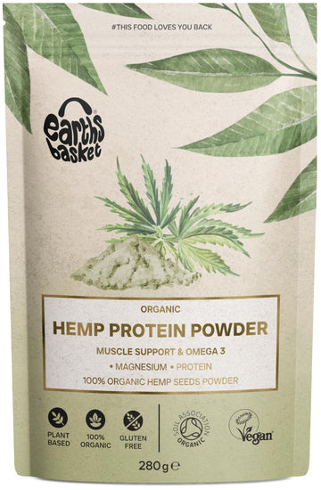 Earths Basket Organic Hemp Protein Powder,280g Natural, Unflavoured, Vegan, Gluten Free EARTHS BASKET uk supplements