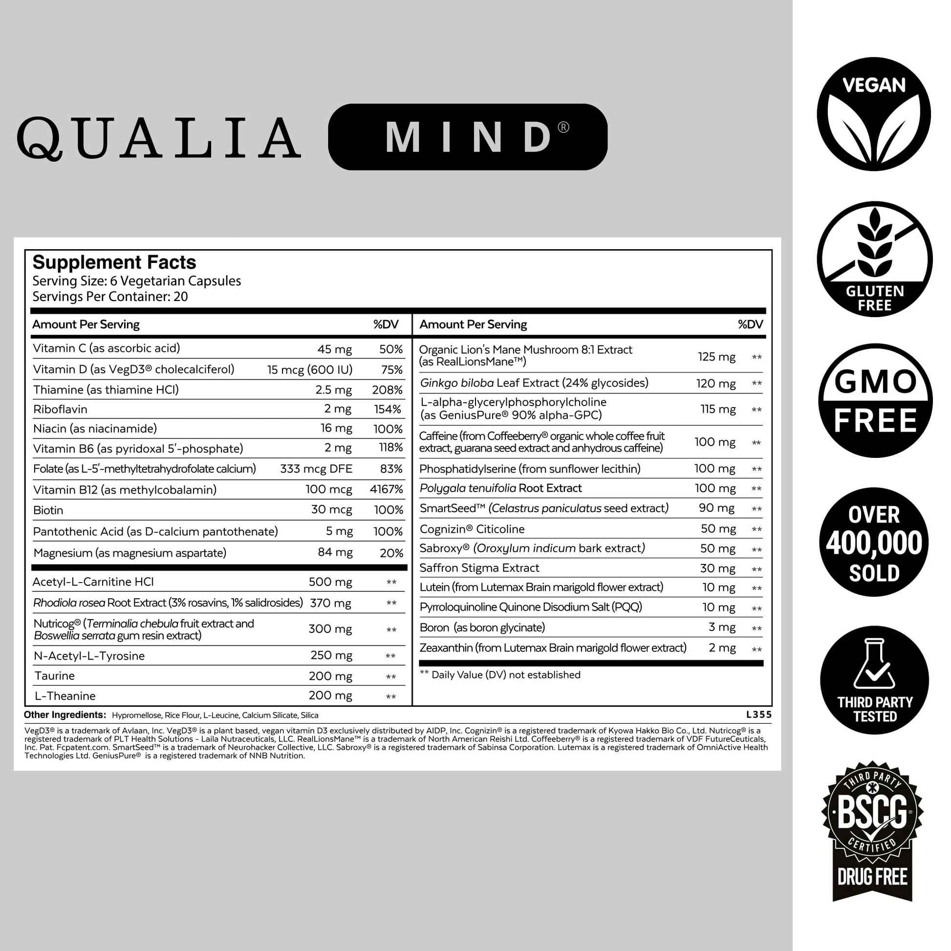 Qualia Mind — Beat Brain Fog | Doctor-Formulated Premium Brain Nourishment | Fuel Focus, Drive & Energy | 32 Ingredients Including Lion’s Mane, Cognizin™️, Ginkgo & More| 2 Week Supply* QUALIA LIFE SCIENCES uk supplements