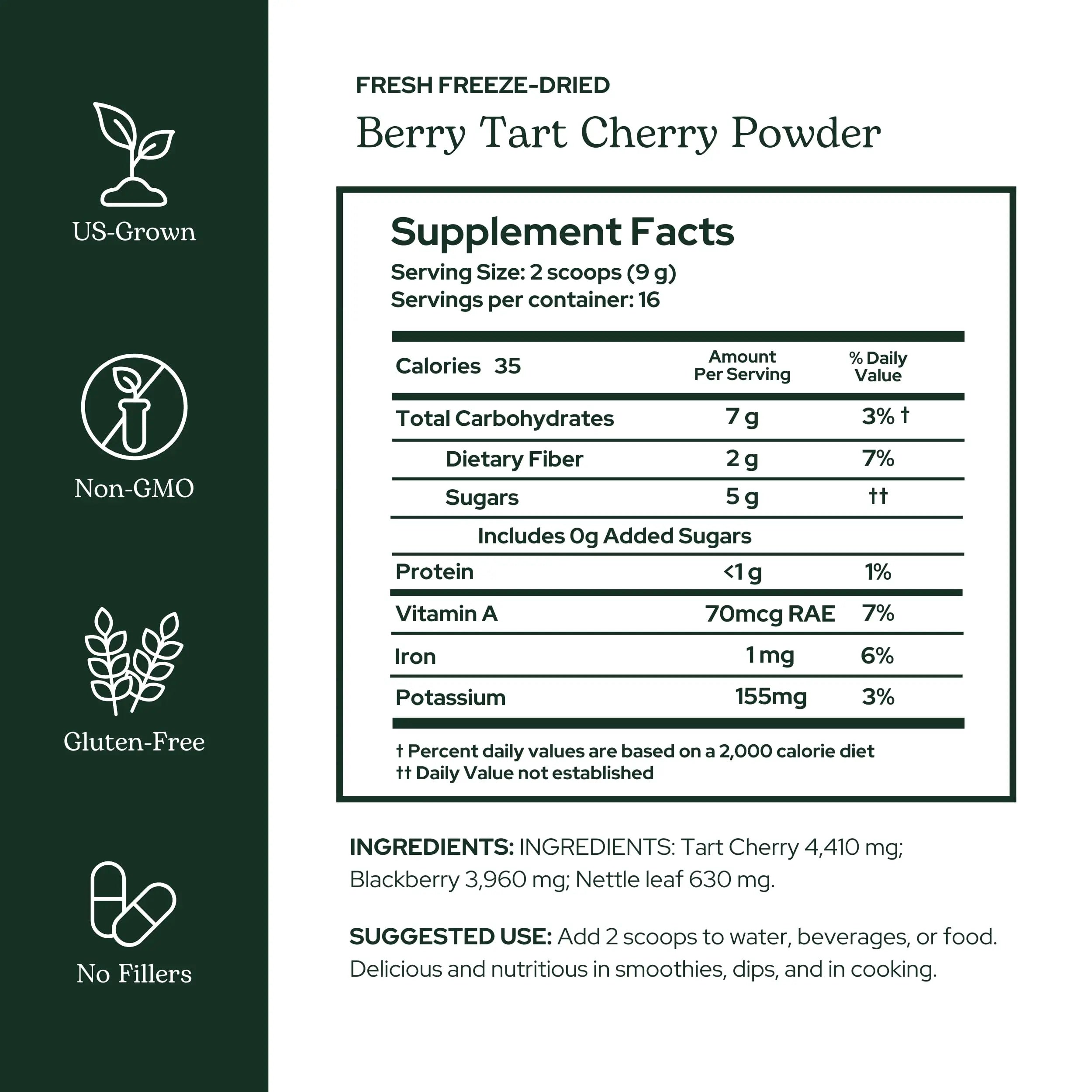 Eclectic Herb - Berry Tart Cherry Powder | Joint Support Supplement | Superfood Vitamin & Mineral Supplement | Freeze Dried, Vegan, Non-GMO, Gluten-Free (5.1 oz | 144 g) ECLECTIC INSTITUTE uk supplements