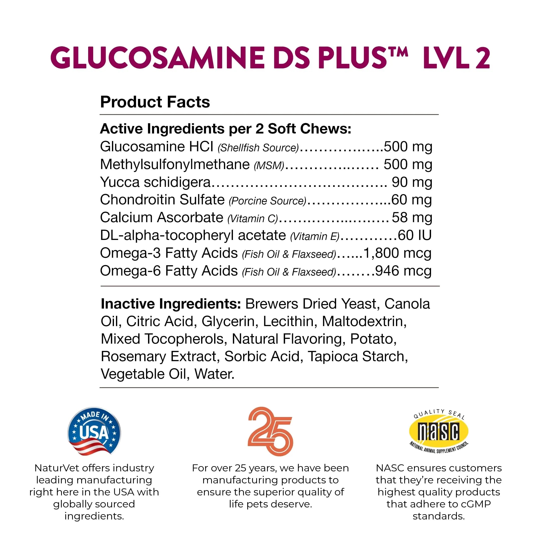 NaturVet – Glucosamine DS Plus - Level 2 Moderate Care – Supports Healthy Hip & Joint Function – Enhanced with Glucosamine, MSM & Chondroitin – for Dogs & Cats – 240 Soft Chews NaturVet uk supplements