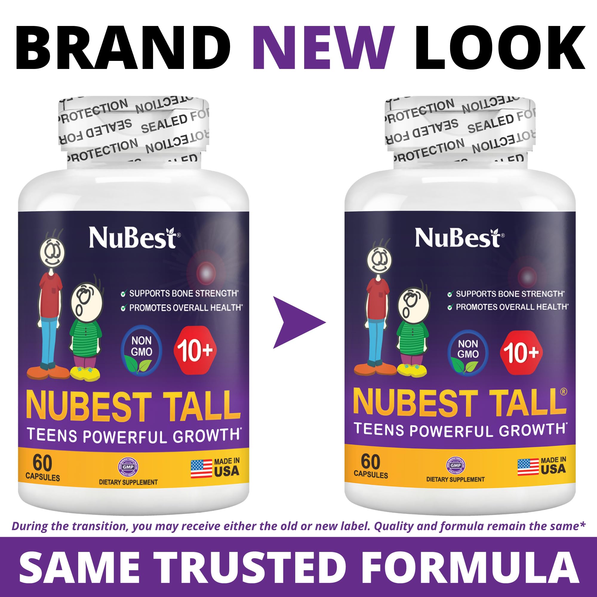NuBest Tall 10+ Premium Bone Strength Formula, Enhanced Immunity and Overall Health for Age 10+ with Calcium, Vitamin D3, Vitamin K2, and Multivitamins | 60 Capsules | 1 Month Supply NuBest uk supplements