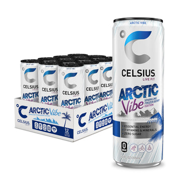 CELSIUS Arctic Vibe Sparkling Frozen Berry, Functional Essential Energy Drink, 12 Fl Oz CELSIUS uk supplements