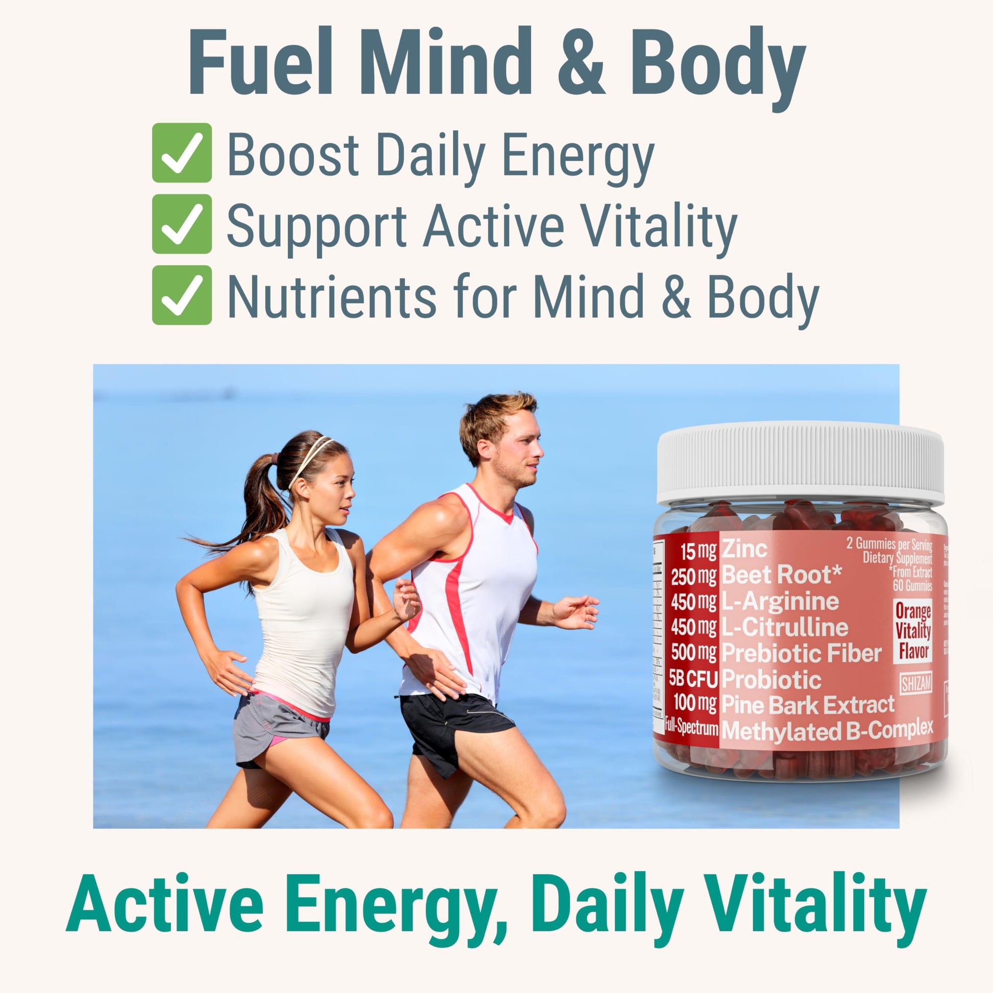 Pine Bark Extract L-Arginine L-Citrulline Beetroot Probiotic Fiber Methylated B Complex Zinc Gummies for Women Men Adults Kids w. Chicory Root Inulin 5-MTHF B6 P5P Powder Capsule Pill Supplement Alt SHIZAM uk supplements