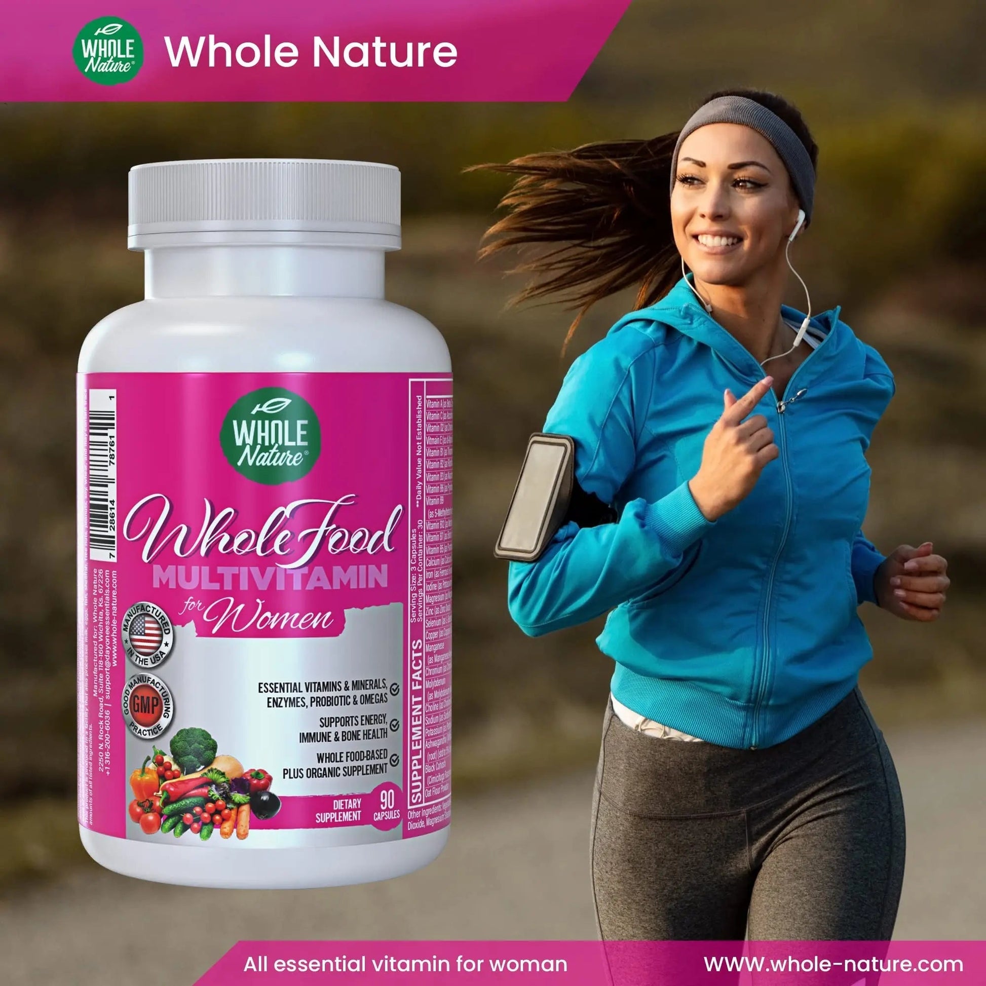 Whole Nature Whole Food Multivitamin for Women Womens Multi Vitamin with Folate, B12 Methyl, Vitamins, Minerals, Probiotics and Omegas Whole Nature uk supplements