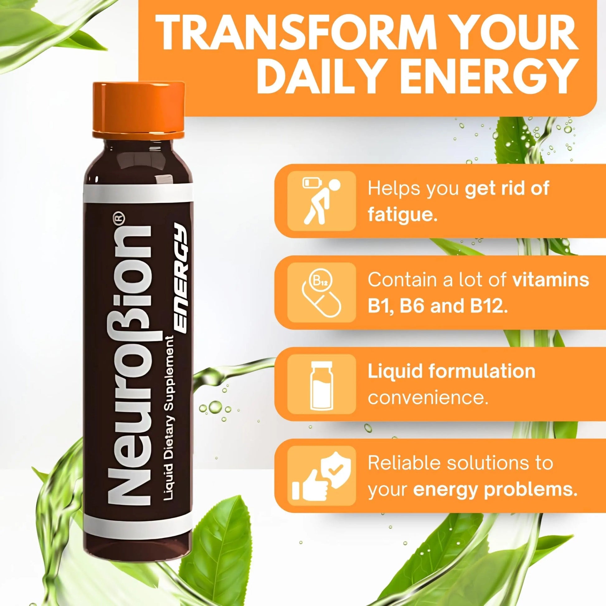 Neurobion Energy Liquid Dietary Supplement Multivitamins + Enegy Blend 10 vials x 250 ml Neurobion uk supplements