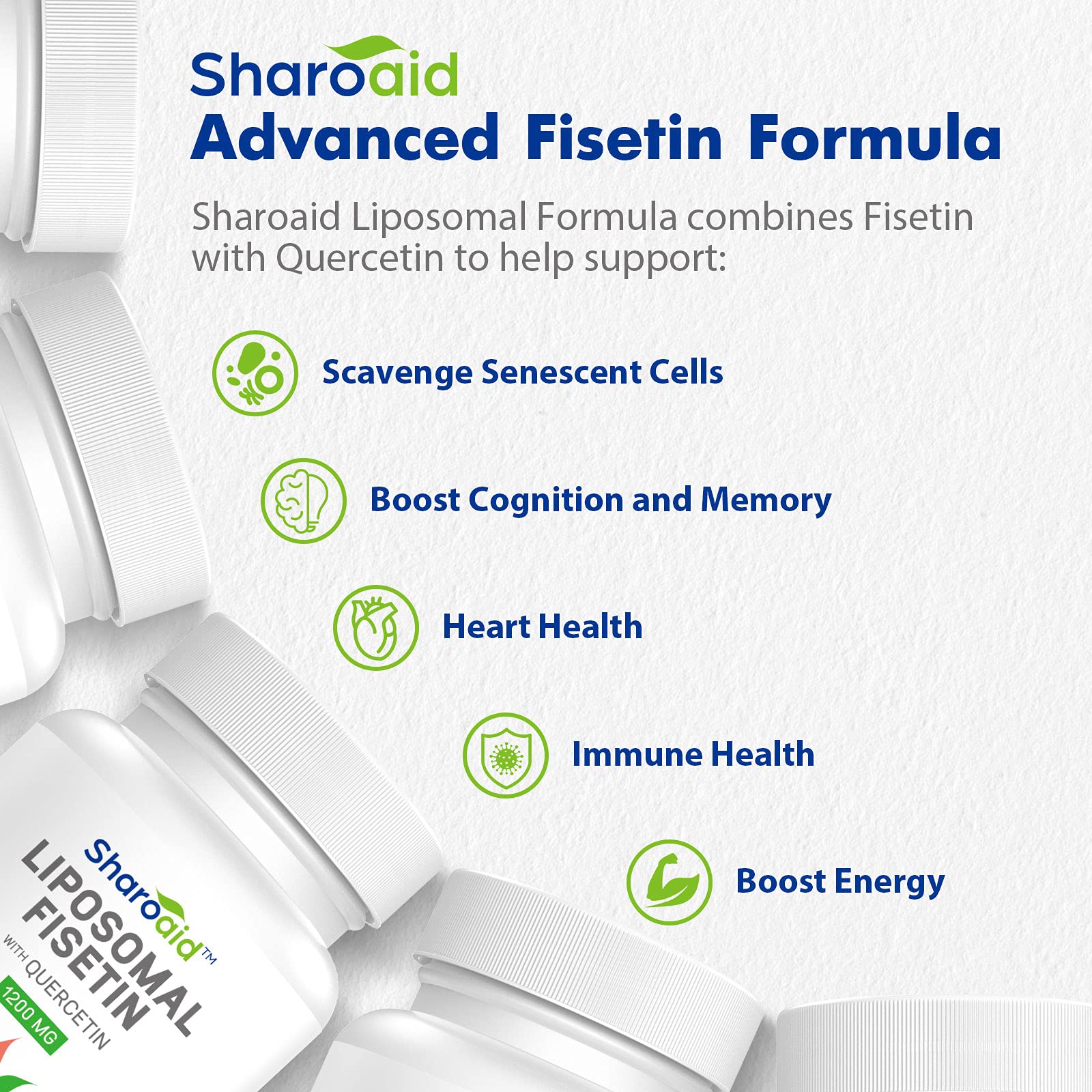Sharoaid Liposomal Fisetin with Quercetin Supplements 1200 mg per Serving,High Absorpti Sharoaid uk supplements