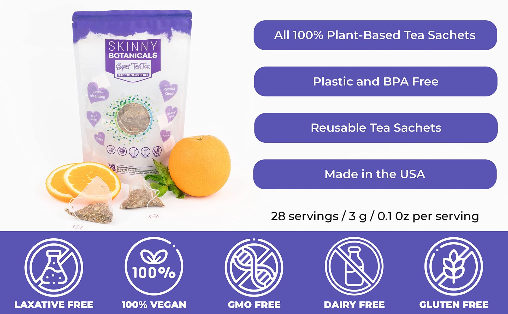 Skinny Botanicals Evening Detox Tea for Body Cleanse All Natural - Laxative-Free Skinny Botanicals uk supplements
