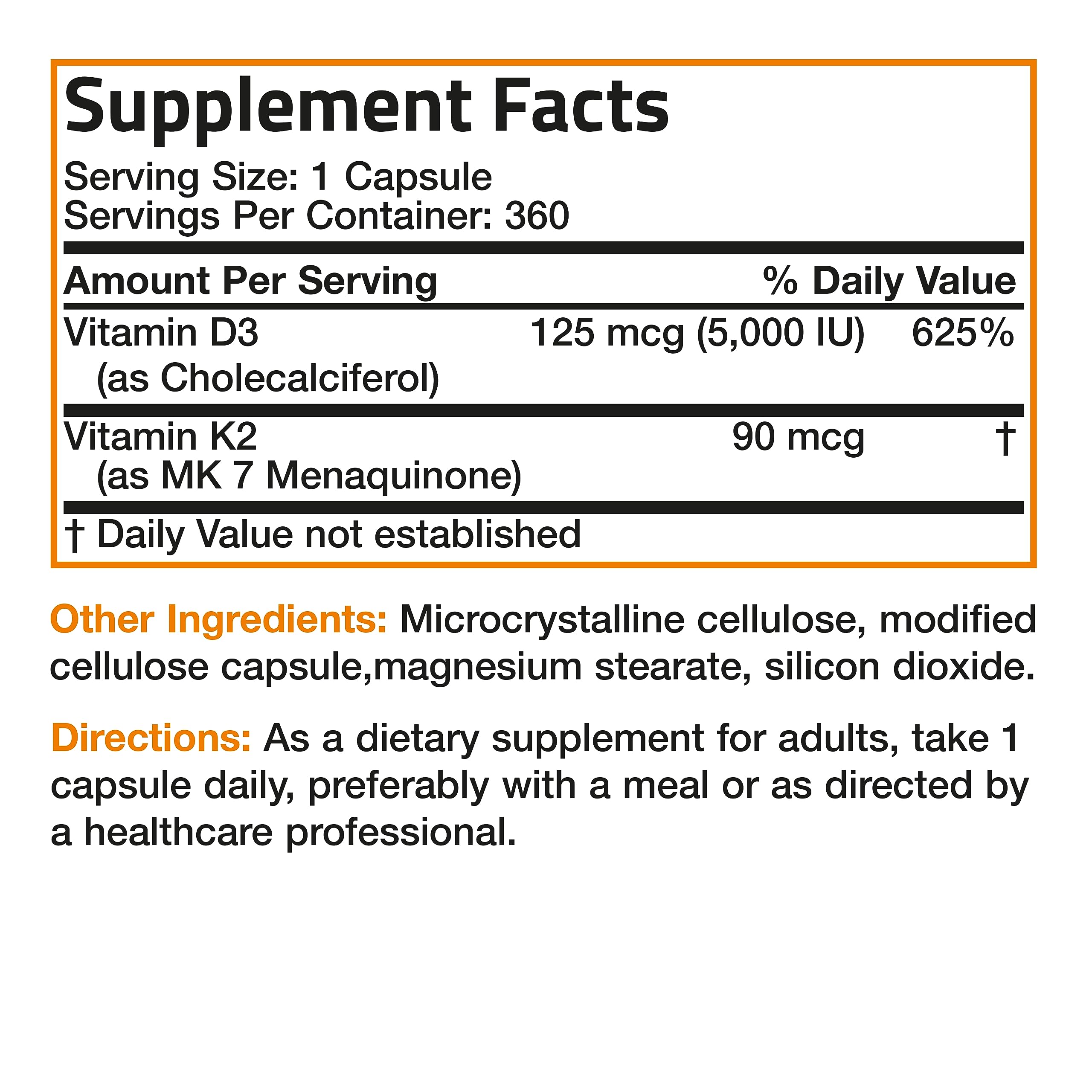 Bronson Vitamin K2 (MK7) with D3 Supplement Non-GMO Formula 5000 IU Vitamin D3 Bronson uk supplements