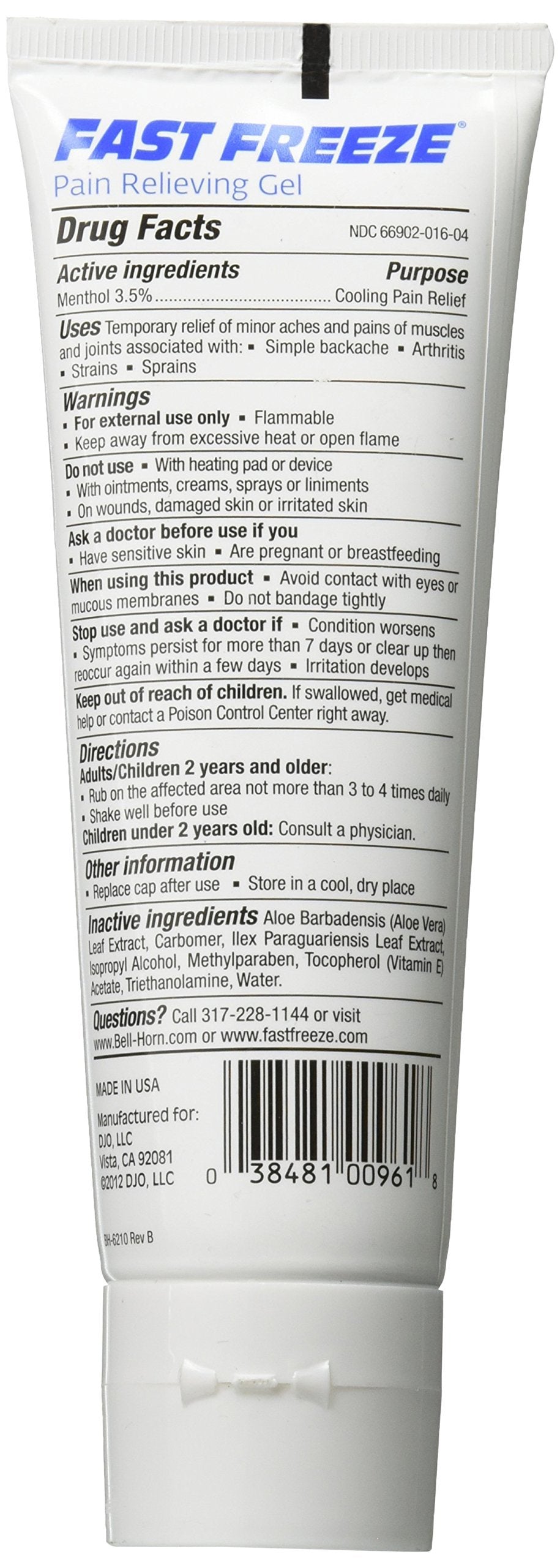 Fast Freeze All-Natural Cooling Pain Relief Therapy: Gel Tube, 4 fl oz Fast Freeze uk supplements