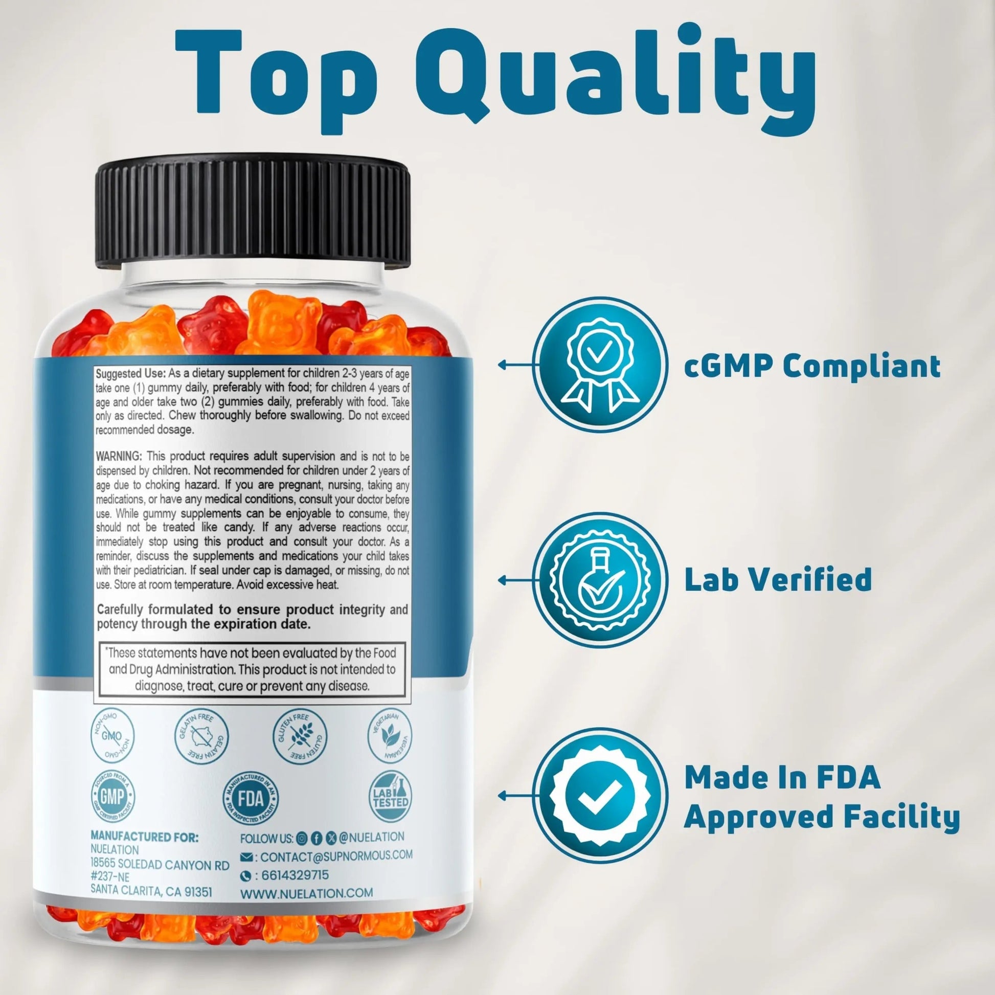 NUELATION Kids Multivitamin Gummies, 30-60 Day Supply with 14 Essential Kids Vitamins & Minerals. Toddler Vitamins for Overall Wellness. Non-GMO, Gelatin-Free, Gluten-Free, Vegetarian Children Vitamin NUELATION uk supplements