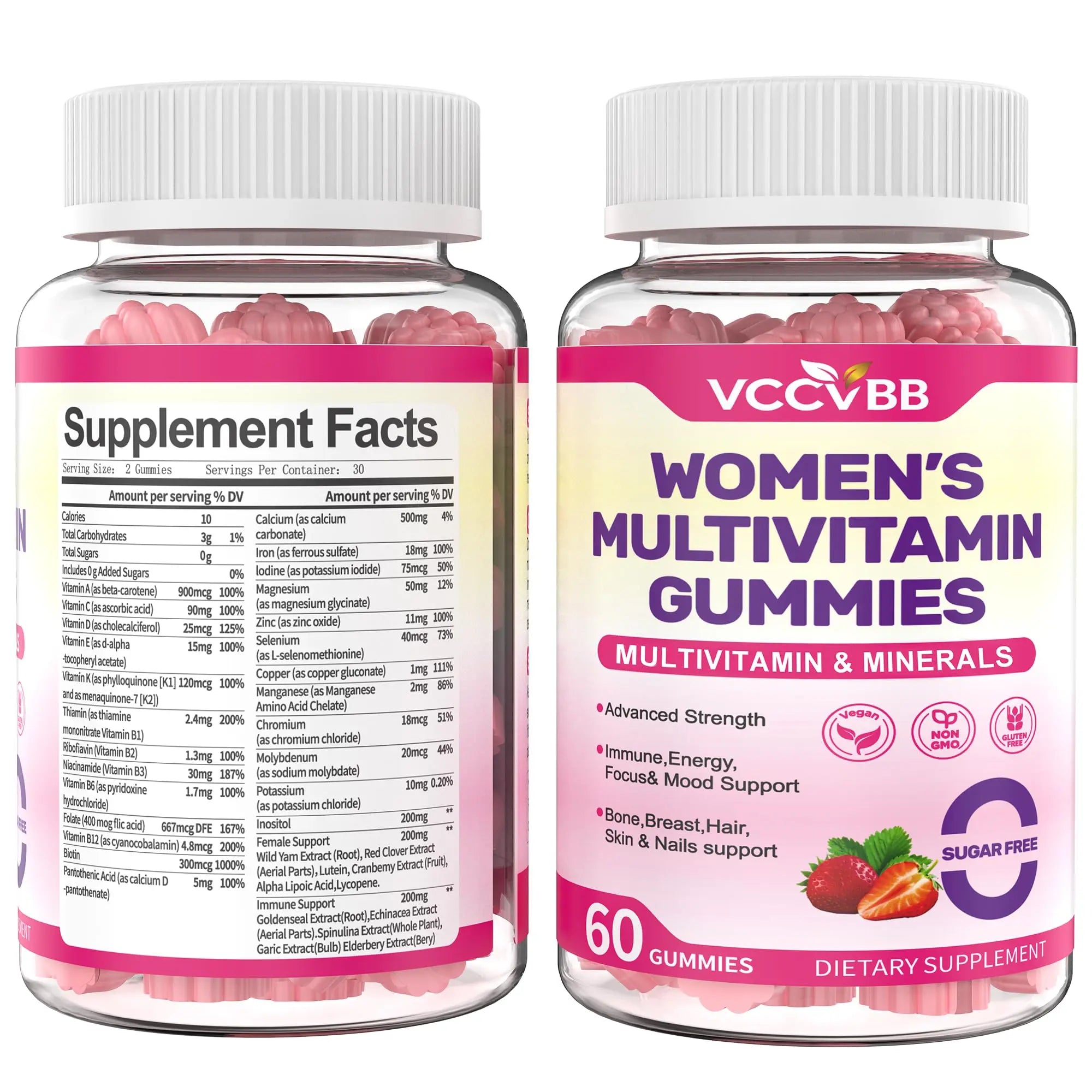 VCCVBB All-in-One Women's Multivitamin Gummies with Complete Vitamin & Mineral Complex, Herbal Blends for Energy, Overall Health VCCVBB uk supplements