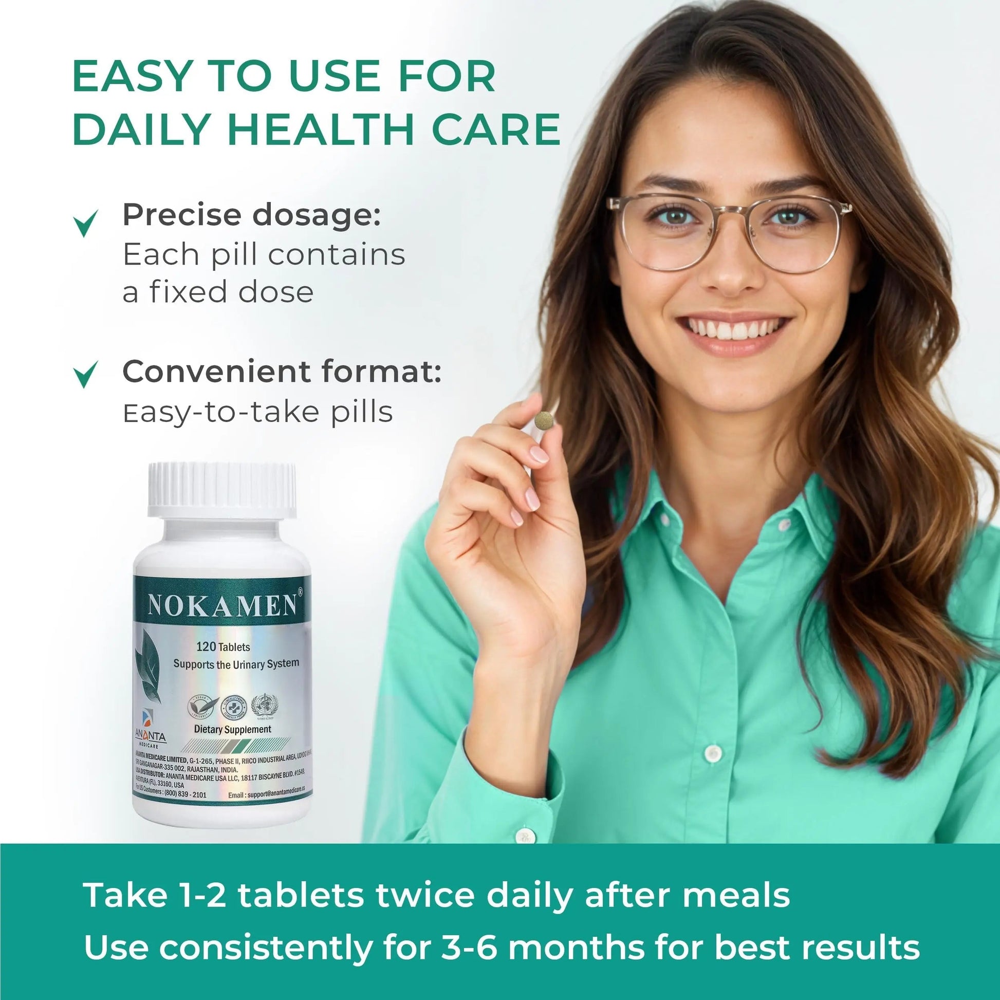 Ananta Medicare USA NOKAMEN – Kidney & Urinary Tract Support Herbal Formula, 120 Tabs Ananta Medicare USA uk supplements