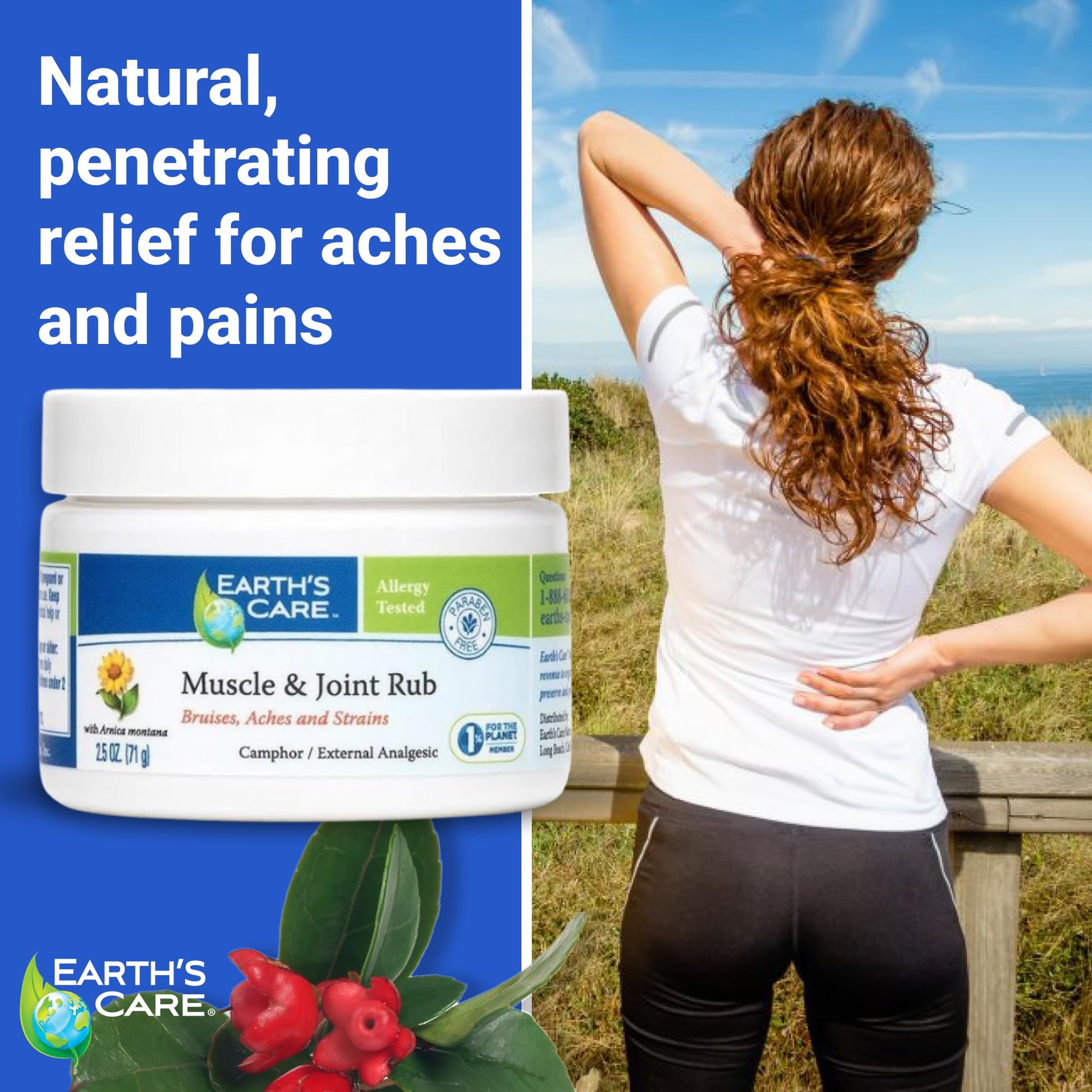 Earth's Care Muscle & Joint Rub - for Sore Muscles, Bruises, Aches and Strains - 2.5 OZ. Earth's Care uk supplements