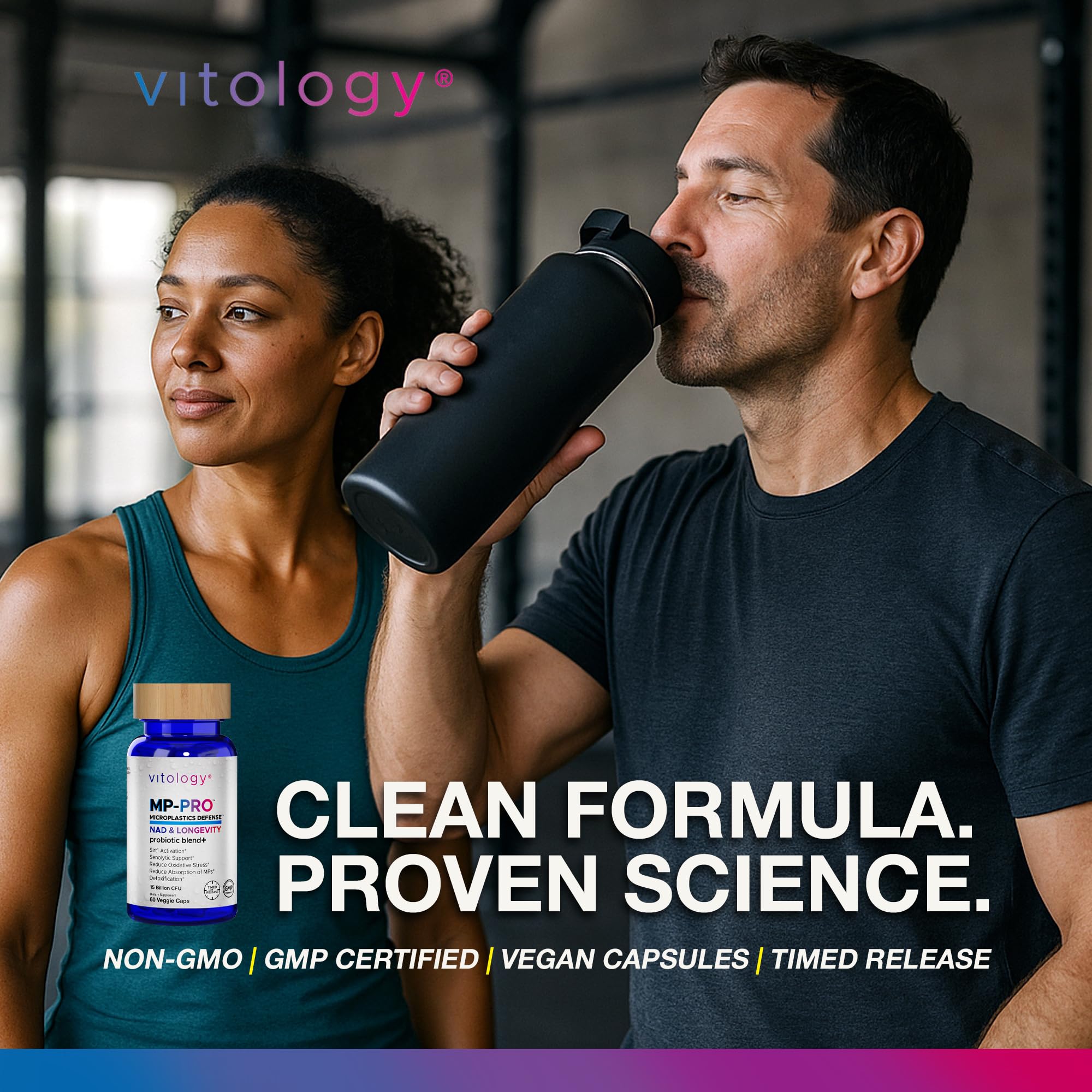 Vitology MP-PRO Microplastics Defense | 15 Billion CFU Probiotic + Antioxidant Blend | NMN, NAC, Glutathione, Resveratrol & Charcoal | Supports Cellular Detox, Longevity & Gut Health – 60 Capsules Vitology uk supplements