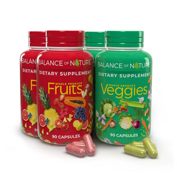 Balance of Nature Fruits & Veggies Supplements - Whole Fruit and Vegetable Ingredients for Women, Men, and Kids - 90 Fruits Capsules, 90 Veggies Capsules - 2 Sets Balance of Nature uk supplements