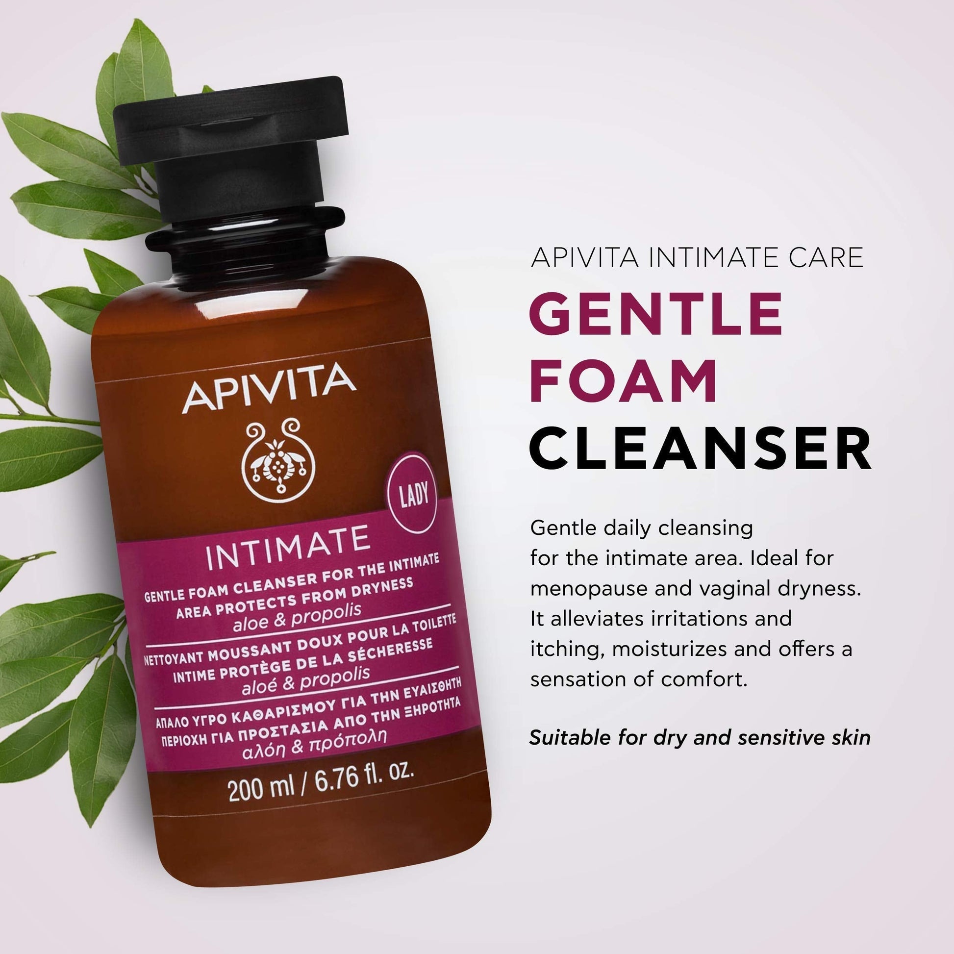 APIVITA Gentle Foam Cleanser for the Intimate Area, pH Balancing Feminine Wash Apivita uk supplements