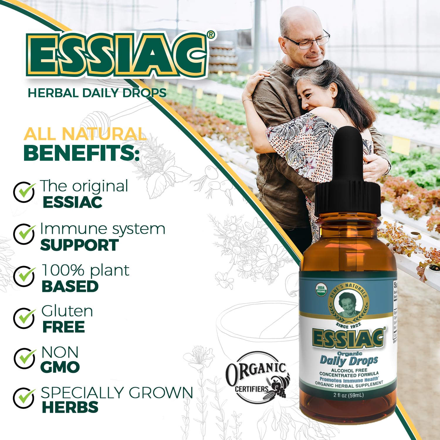 Essiac Original Tea USDA Organic Daily Drops for Enhanced Lymphatic Drainage and Immune Support | Alcohol Free Concentrated Formula | 2oz (59ml) Essiac uk supplements