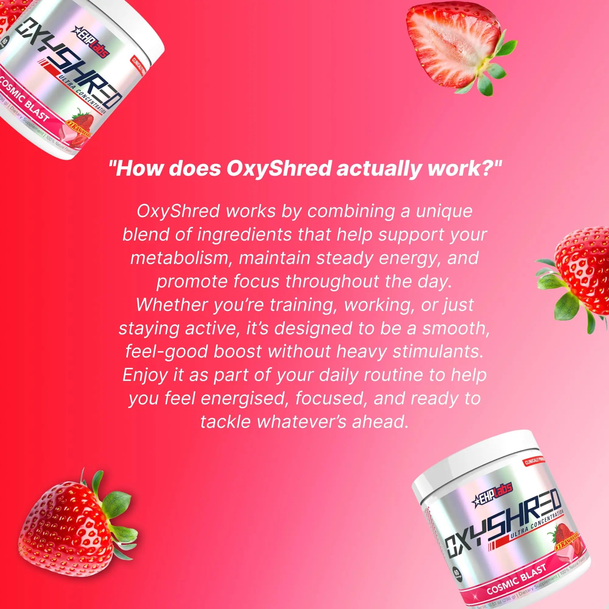 EHP Labs OxyShred Pre Workout Powder - Preworkout Powder with L Glutamine & Acetyl L Carnitine, Energy Boost Drink - Cosmic Blast, 60 Servings EHP Labs uk supplements