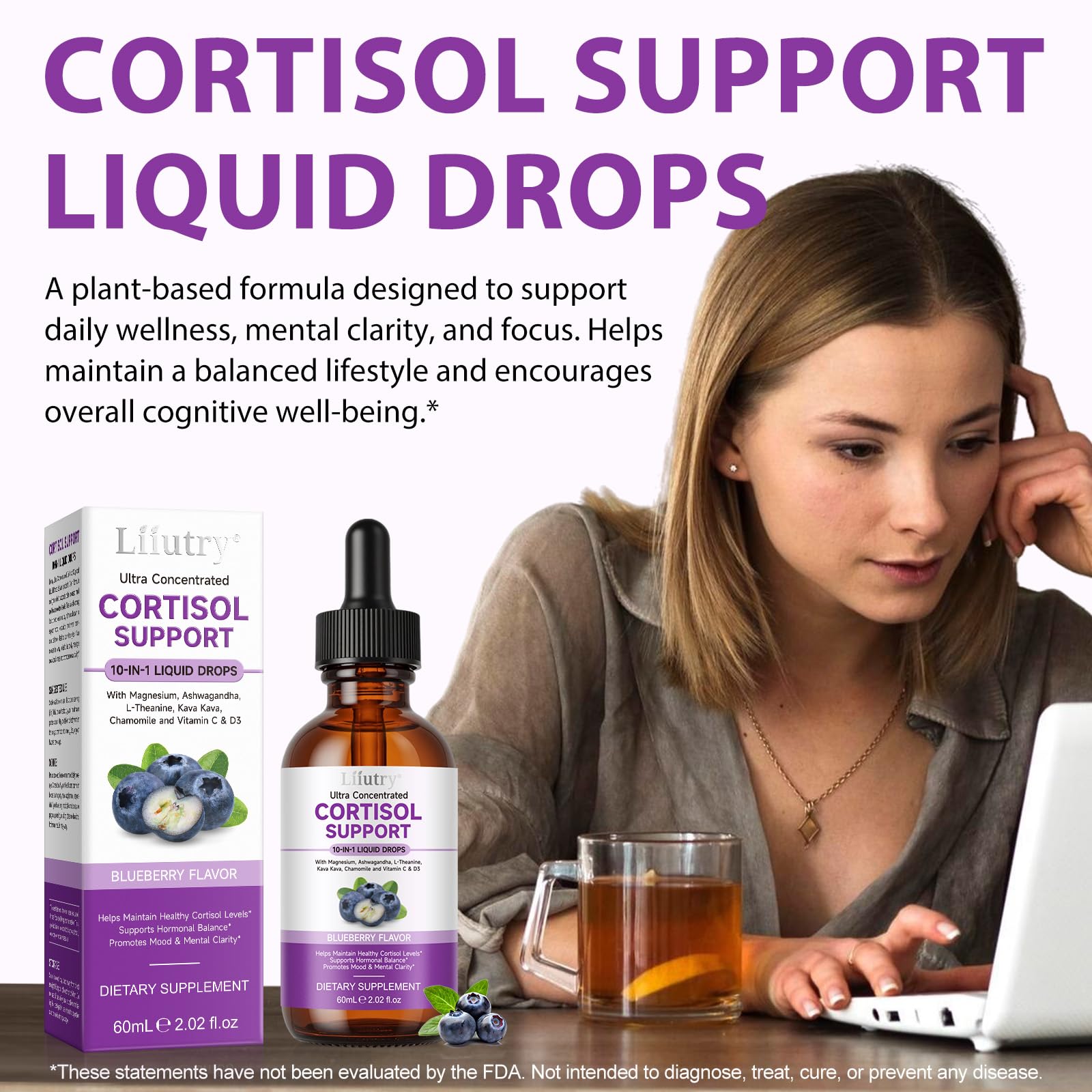 Cortisol Supplement Liquid Drops, Cortisol Supplements for Women & Men, 10 in 1 Cortisol Detox Manager Reducer with Magnesium, Ashwagandha, L-theanine, Hormone Balanced, Sleep Support - 2.02 fl.oz XCTTDXEH uk supplements