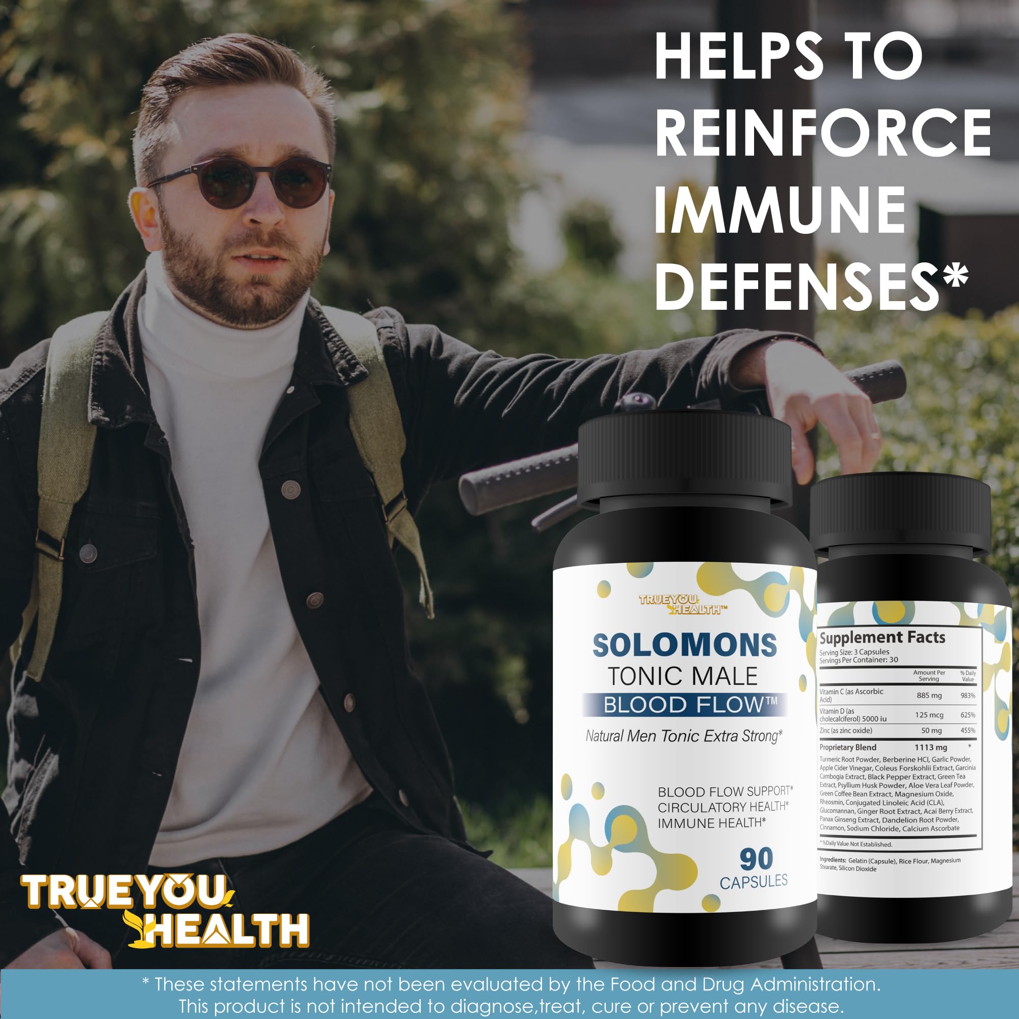 Solomons Tonic - Our Best Mens Blood Flow Supplement - Good Blood Flow Support - Male Blood Flow Capsules - Max Blood Flow Pills - Blood Circulation Supplements for Men - Male Blood Circulation Pills True You Health uk supplements